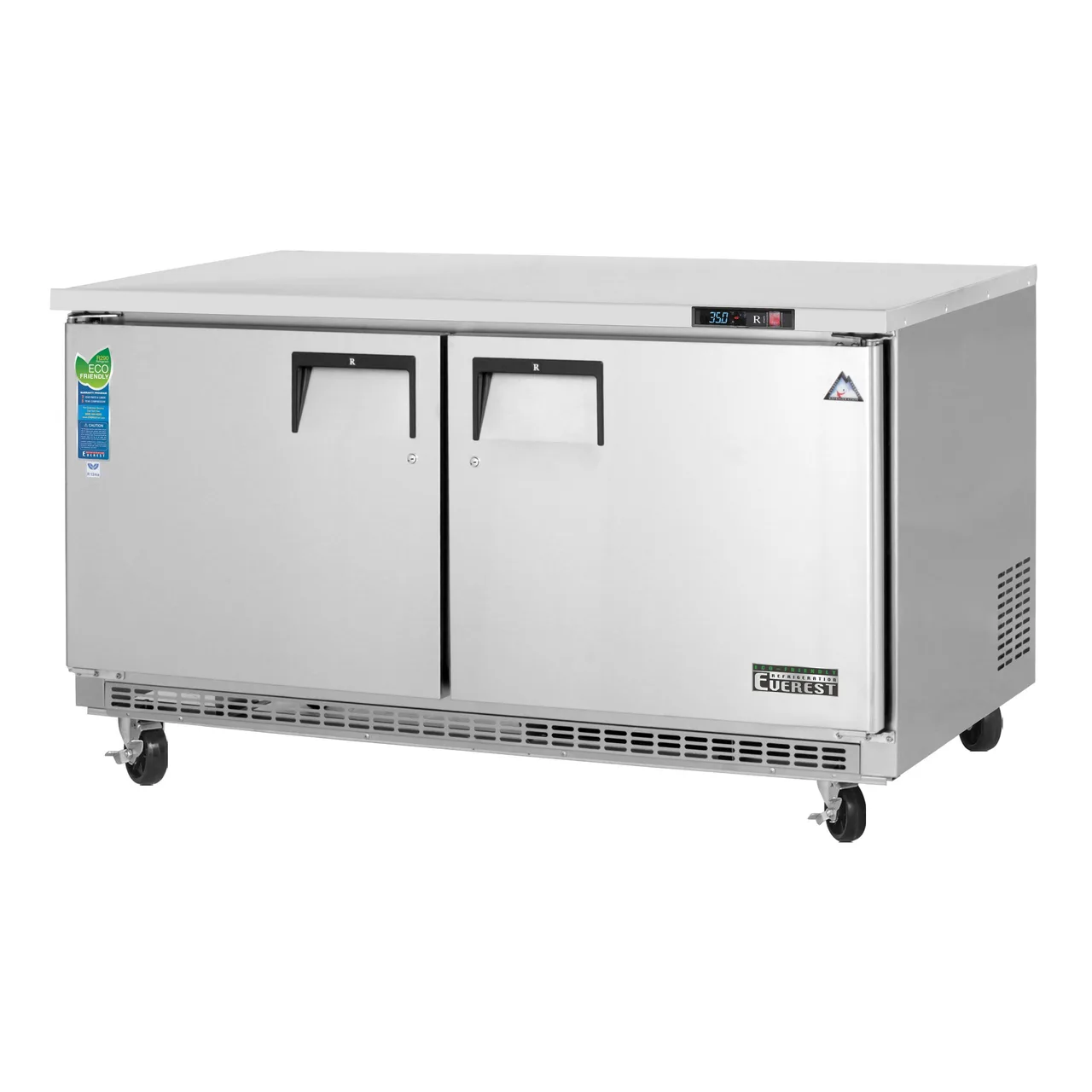 Everest ETBWR2 59" 2-Door Undercounter Refrigerator, Stainless Steel, 18 cu. ft., Front-Breath