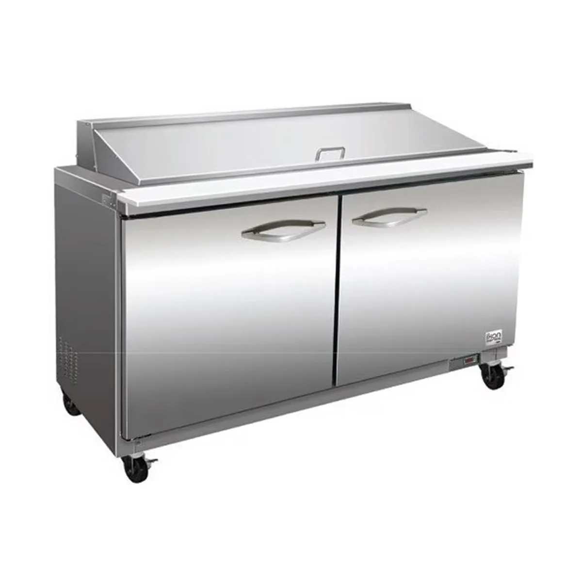 IKON ISP61M 61" Two Section Mega Top Sandwich / Salad Prep Table w/ 2 Doors, 24 Pans