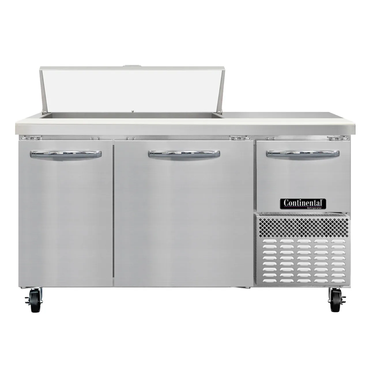 Continental Refrigerator RA60SN10 60" 3-Door Sandwich and Salad Prep Table, 10 Pans, Stainless Steel