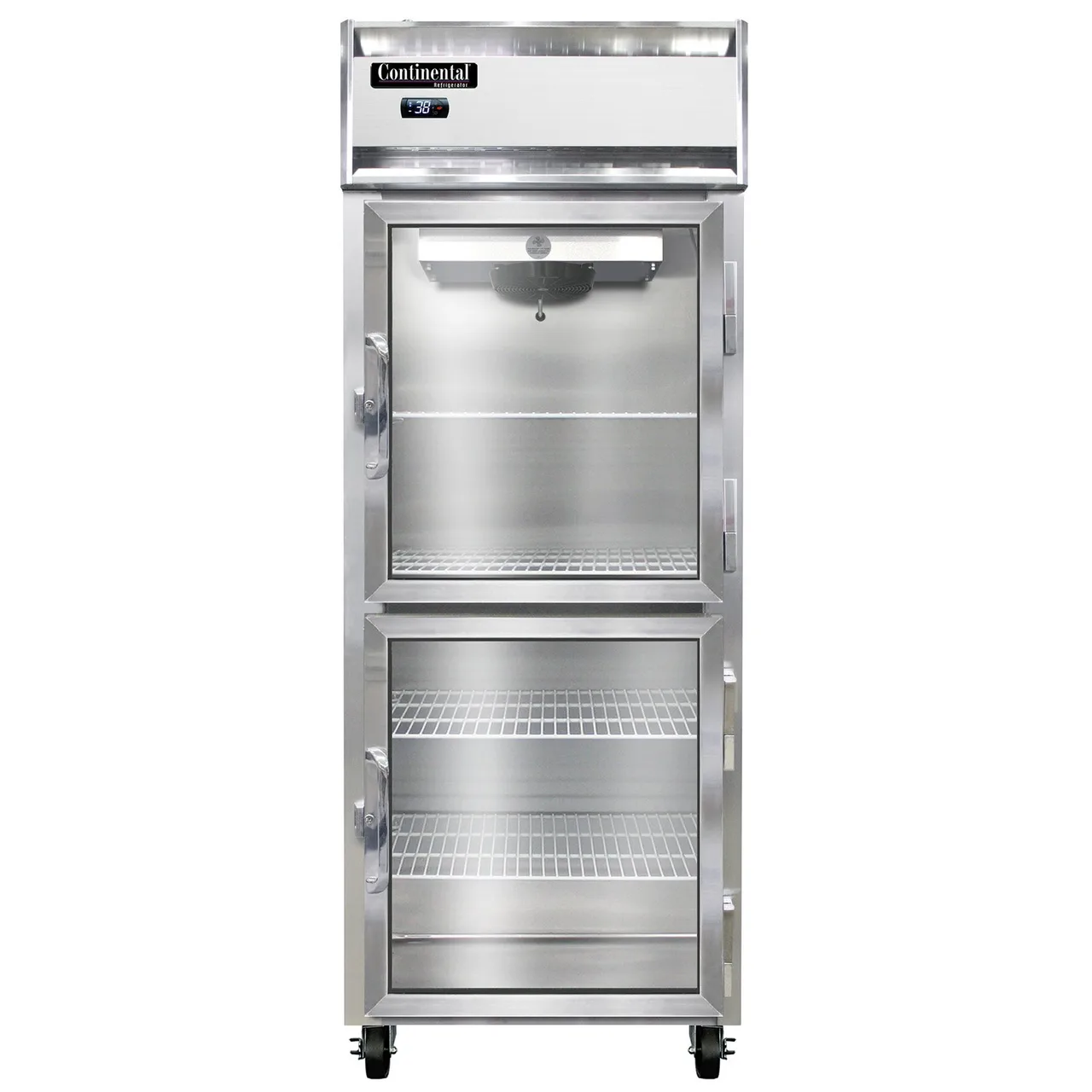 Continental 1RENSSGDHD 28.5" 1-Section Reach-In Refrigerator w/ 2 Half Glass Doors, All Stainless Steel, 21 cu. ft.