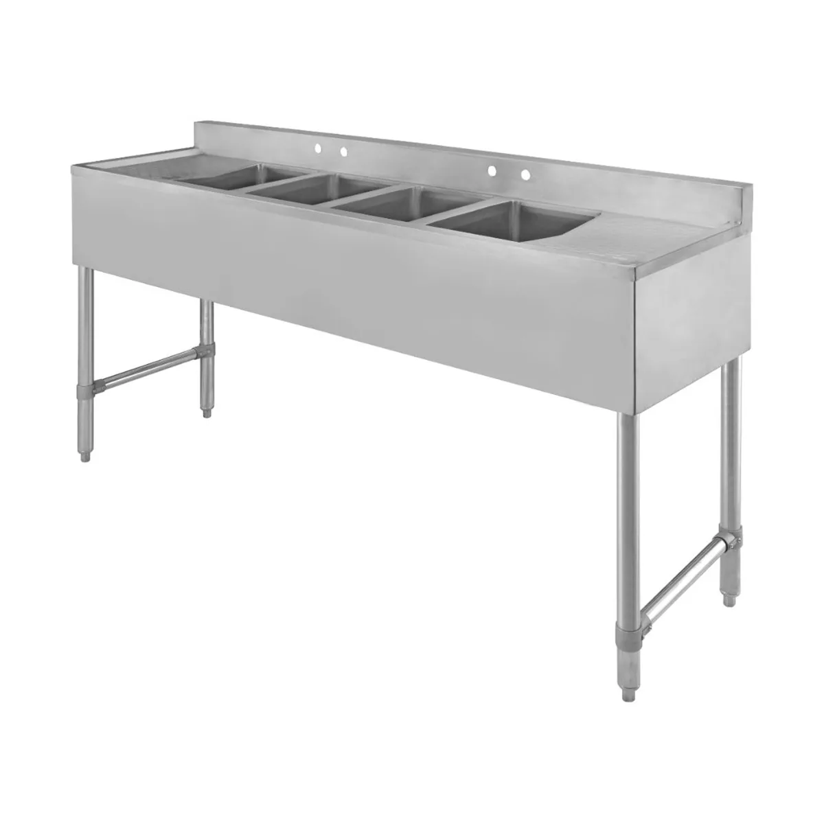 Klinger's Trading BAR42D 71" Underbar Sink Units, 4 Compartment with 2 Drainboards