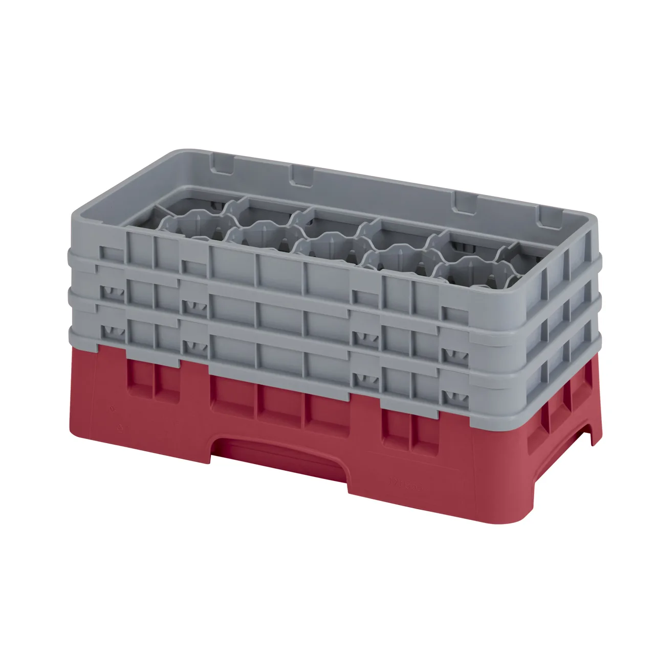 Cambro 17HS638416 Camrack Glass Rack, Half Size, 10x19.75x8.875, 17 Compartments, Cranberry, HACCP