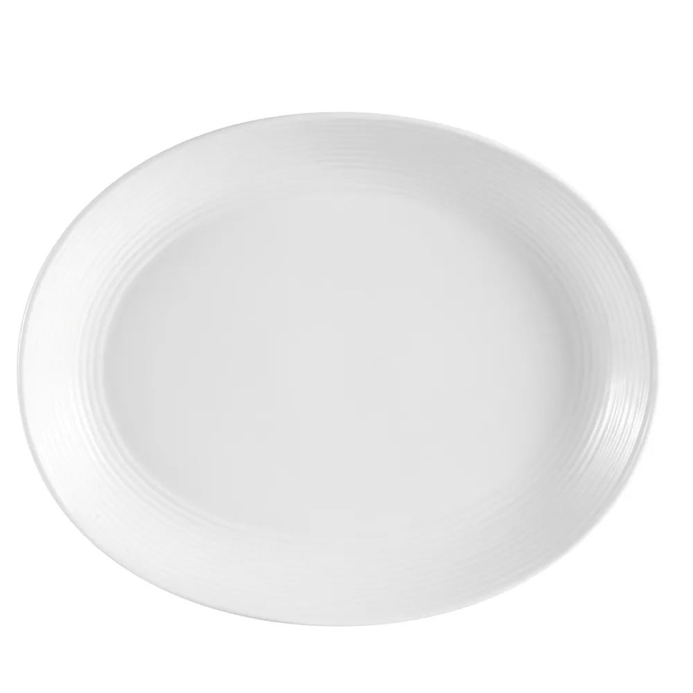 CACChina CBS-13C Platter 11-1/2" L x 9-1/2" W x 1-3/8" H Oblong Porcelain Coupe Rim White - Dozen