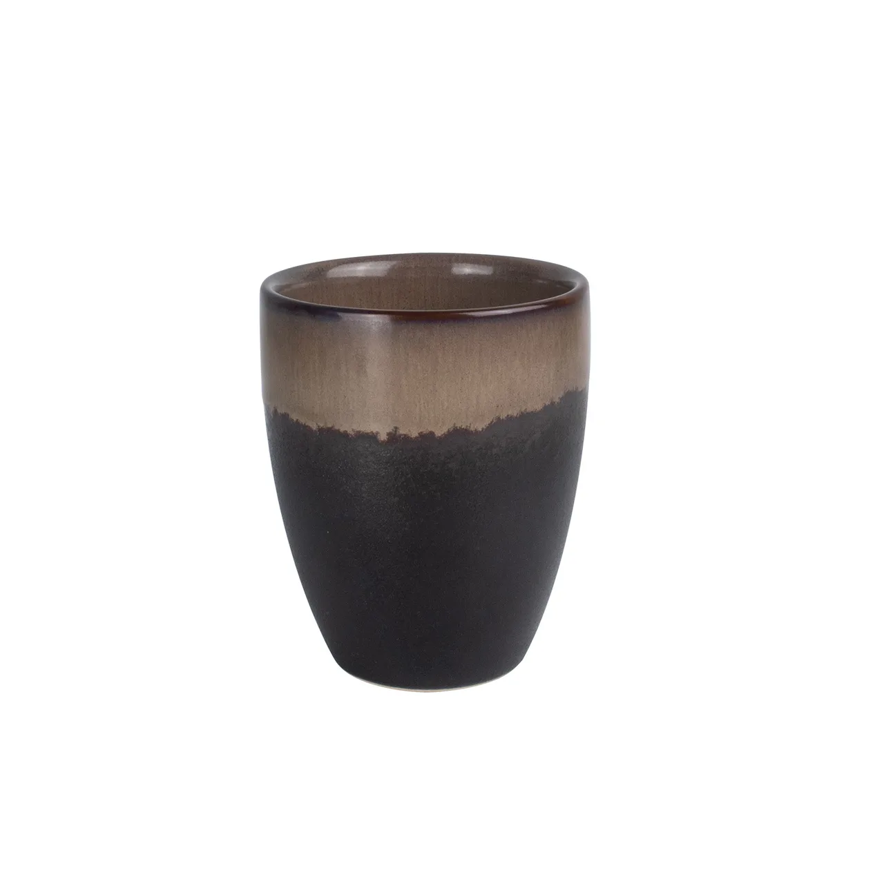 CAC China VEN-1 Venus Cup, 8‑Oz (8‑Oz) 3" Midnight Black/Desert Beige, BPA‑Free Ceramic - 1 Dozen