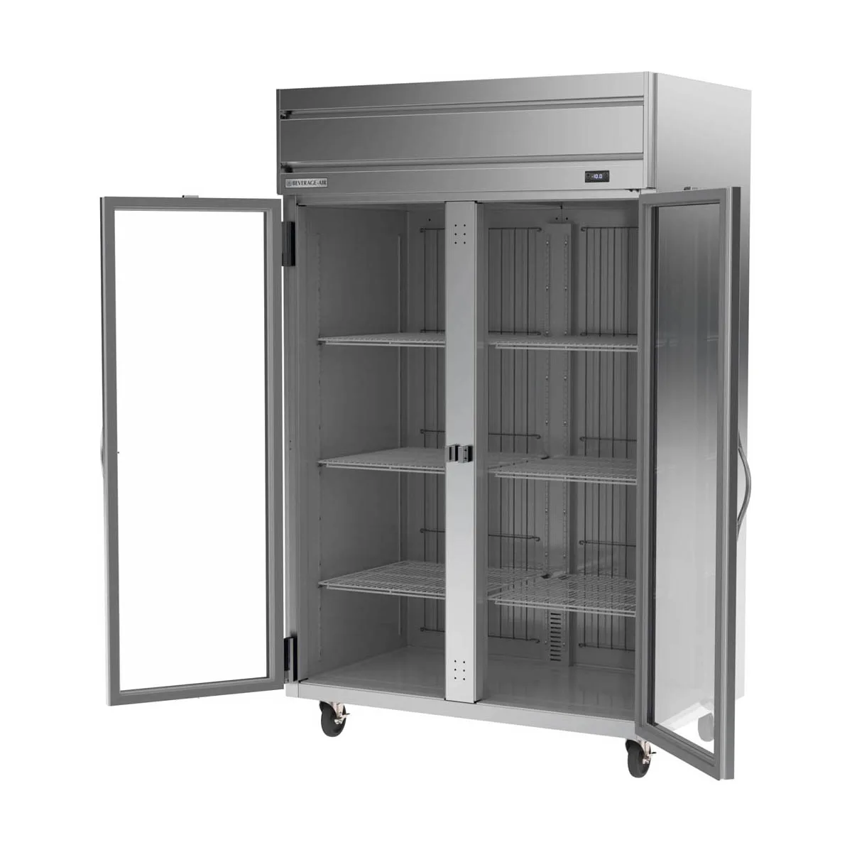 Beverage Air HFP2HC-1G 52" 2-Glass Door Reach-In Freezer, Top Mounted, 46.29 cu. ft., Stainless Steel