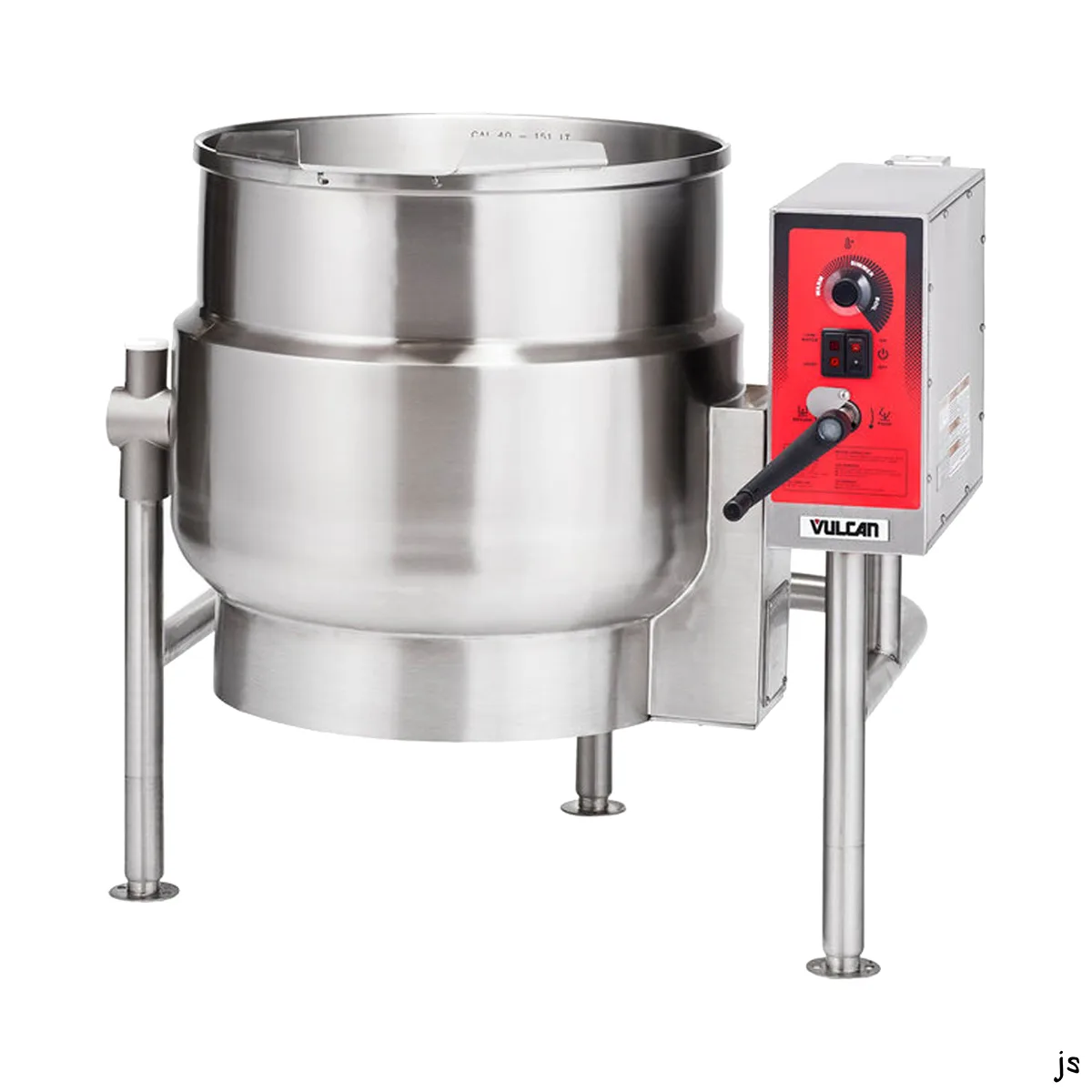 Vulcan K20ELT 20 Gallon Floor Tilting 2/3 Steam Jacketed Electric Kettle w/ Tri-Leg Base