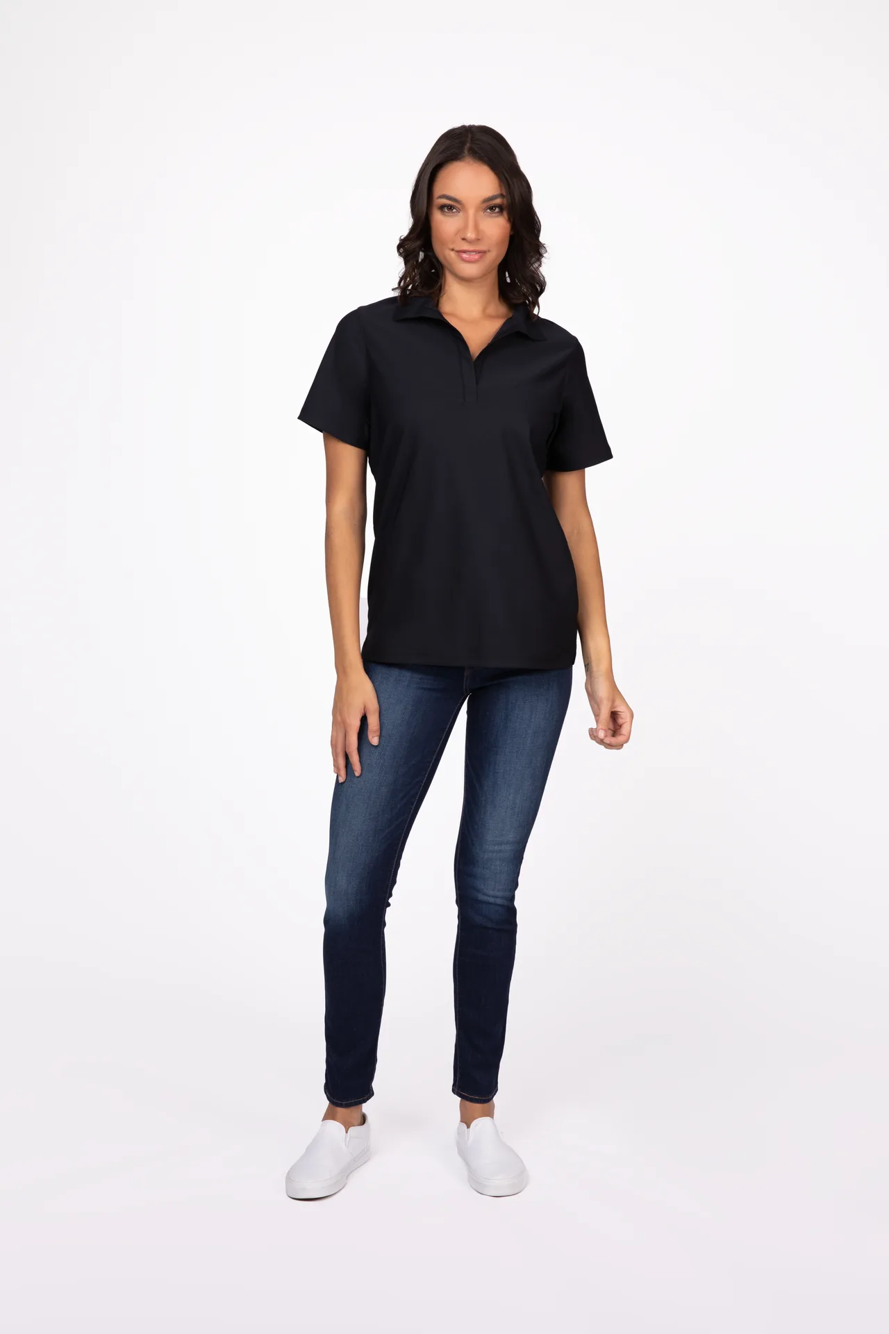 Chef Works Z650W-BLK-3XL Women's Black 3XL Collared Polo Cook Shirt, 100% Polyester