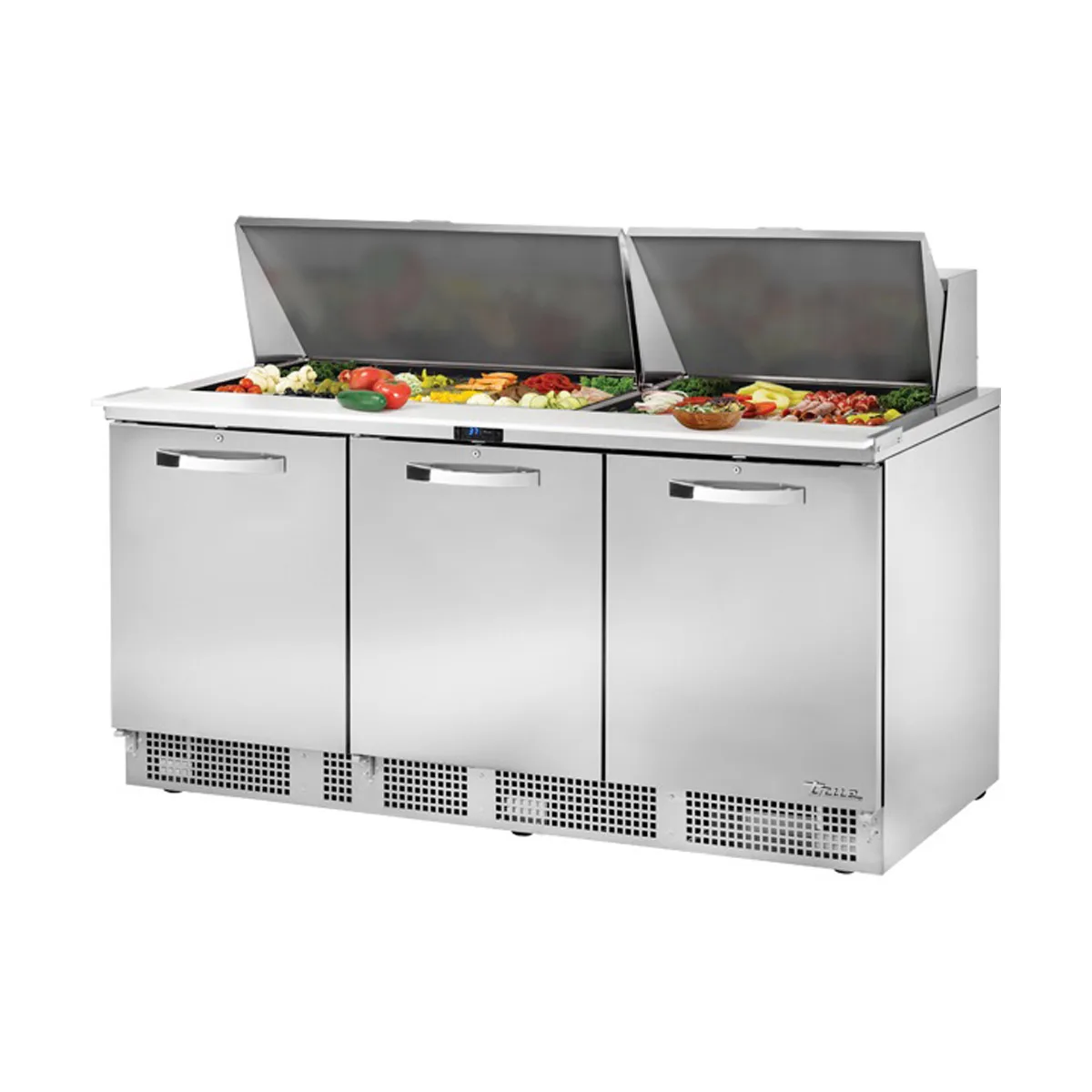 True TFP-72-30M-HC~SPEC3 72" Mega Top Sandwich/Salad Prep Table w/ 3 Doors, 30 Pans