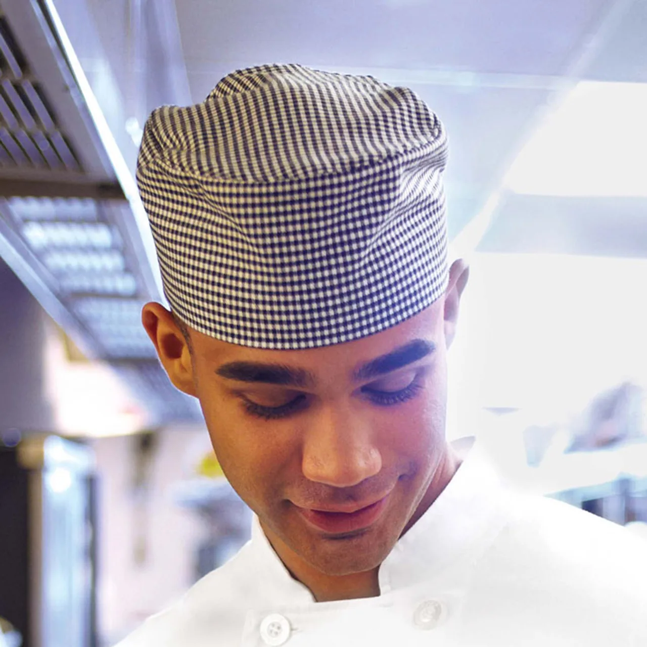 Chef Works BNSC-SCH-0 - Multicolored Beanie, One Size, 65/35 Poly/Cotton, Small Black/White Check