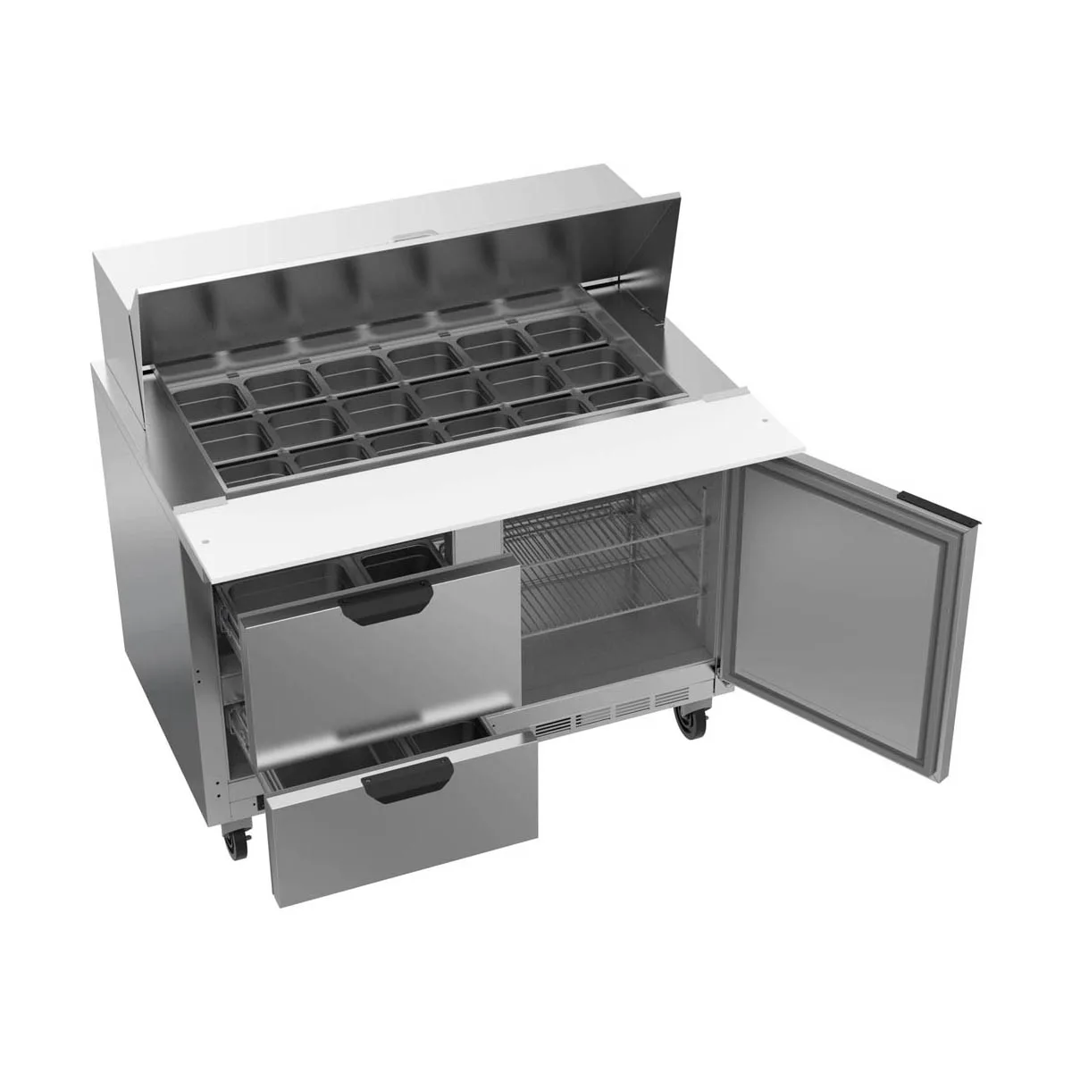 Beverage Air SPED48HC-18M-2 48" Mega Top Sandwich/Salad Prep Table w/ 2 Drawers & 1 Door, 18 Pans