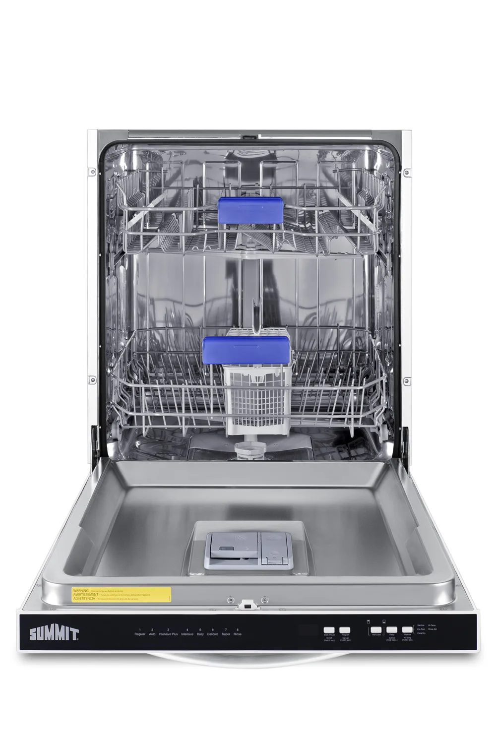 Summit DW242WADA 24" Residential Built-in Dishwasher, Stainless Steel / 8 Wash Programs - Black Door