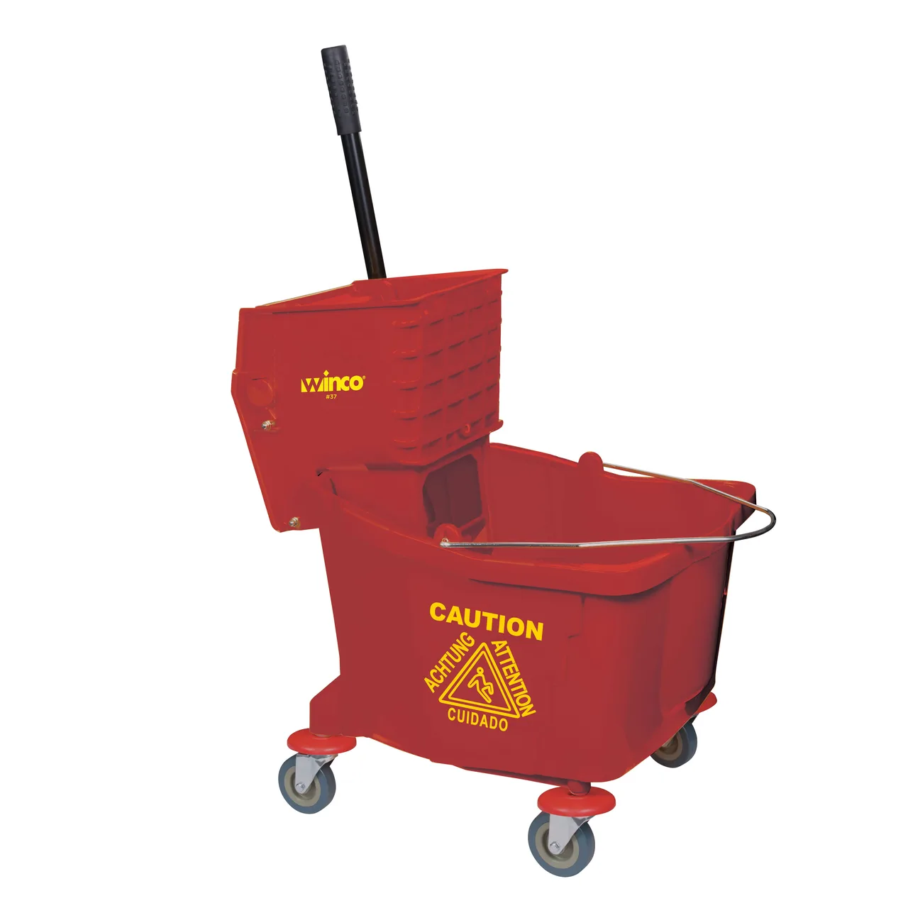Winco MPB-36R 36 Quart Mop Bucket Combo - Side Press Wringer / Red