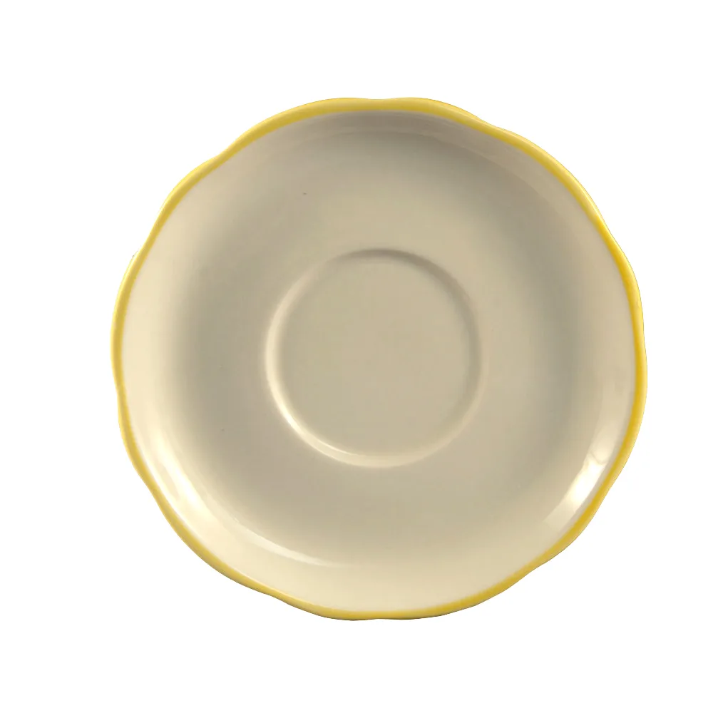 CAC China SC-2G Seville Saucer, 6" Dia x 3/4" H, Stoneware Ceramic, Gold Band White Finish - 1 Dozen