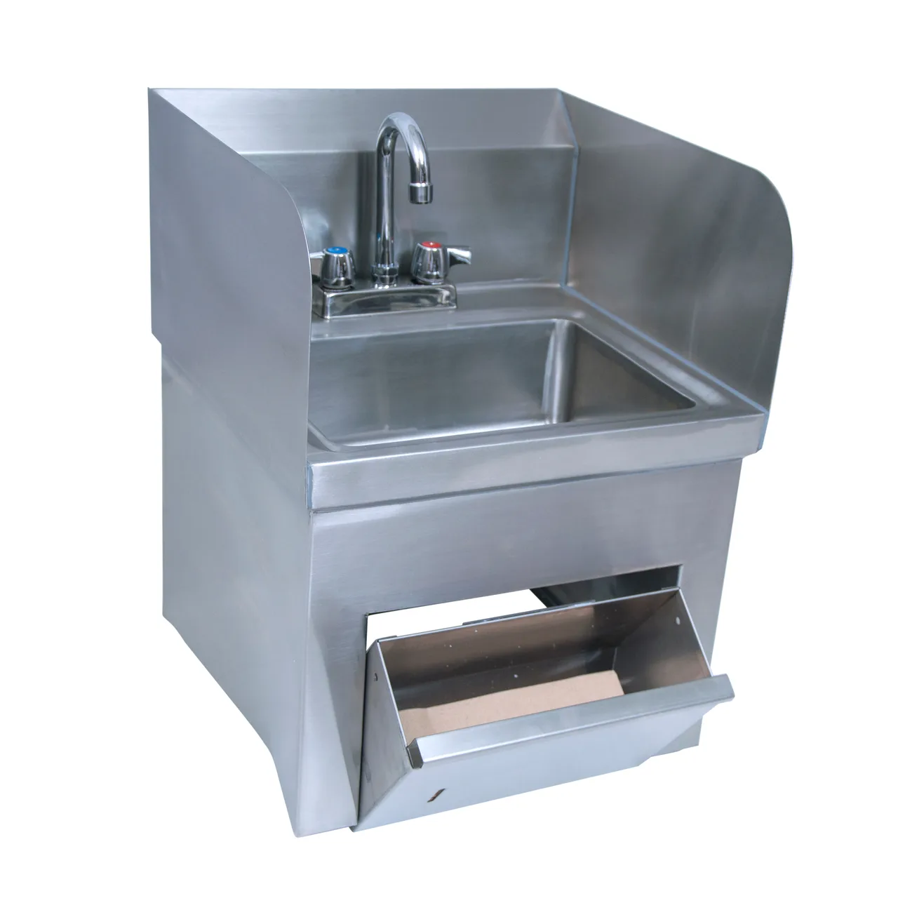 BK Resources BKHS-D-1410-SKTS-P-G 14" Wall Mounted Hand Sink with Faucet & Towel Dispenser