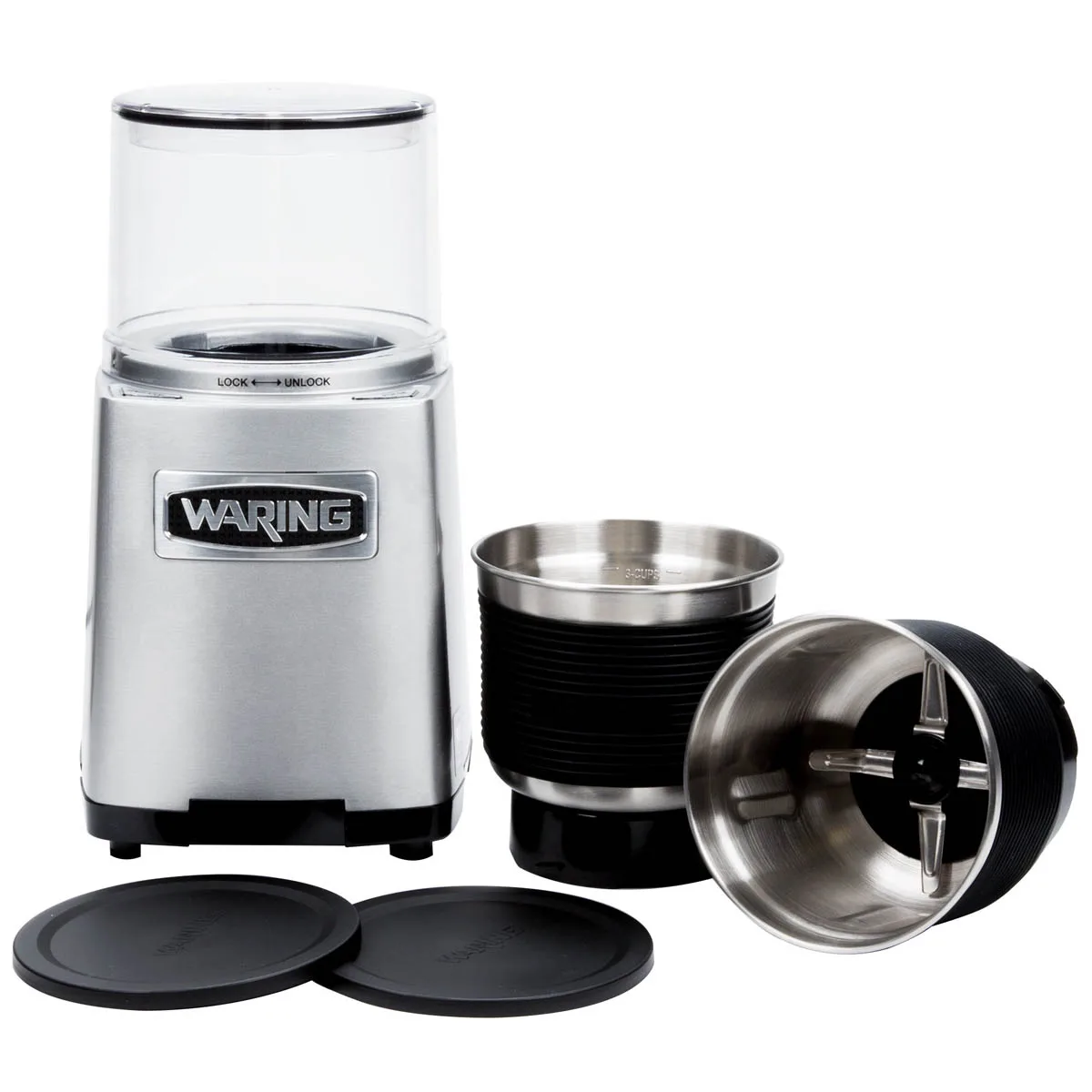Waring WSG60 Commercial Spice Grinder, 3-Cup, 6-1/2"W X 8-1/2"D X 11-1/2"H, Pulse Function