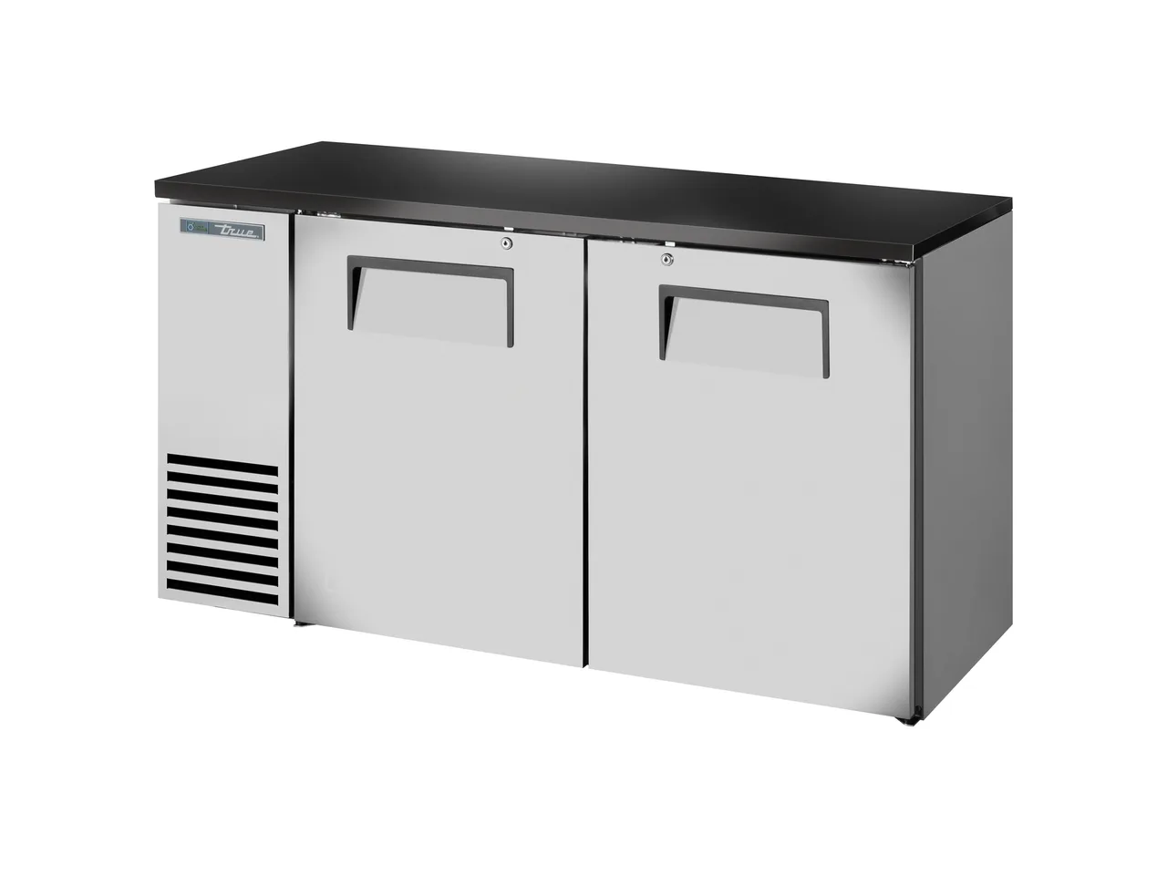 True TBB24-60-2S-Z1-BST-S-1 60" Two-Section Bar Cooler, Stainless, LED, R290, 1/4 HP 115V, USA