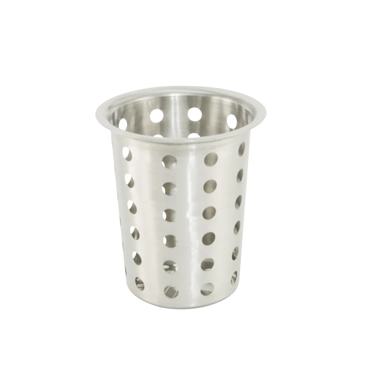 CAC China SSFC-P Perforated Flatware Cylinder, Stainless Steel Utensil Holder for Restaurants