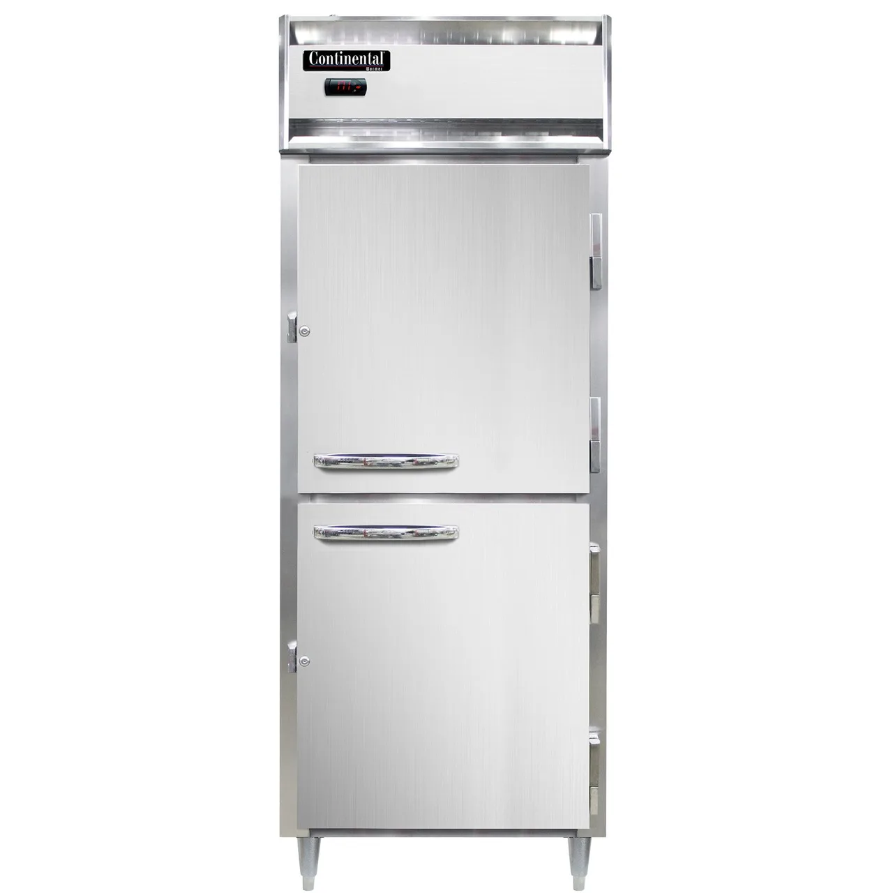 Continental DL1WE-SA-HD 1-Section Heated Holding Cabinet, 22 cu. ft., Stainless Steel, 3 Shelves, Half Doors