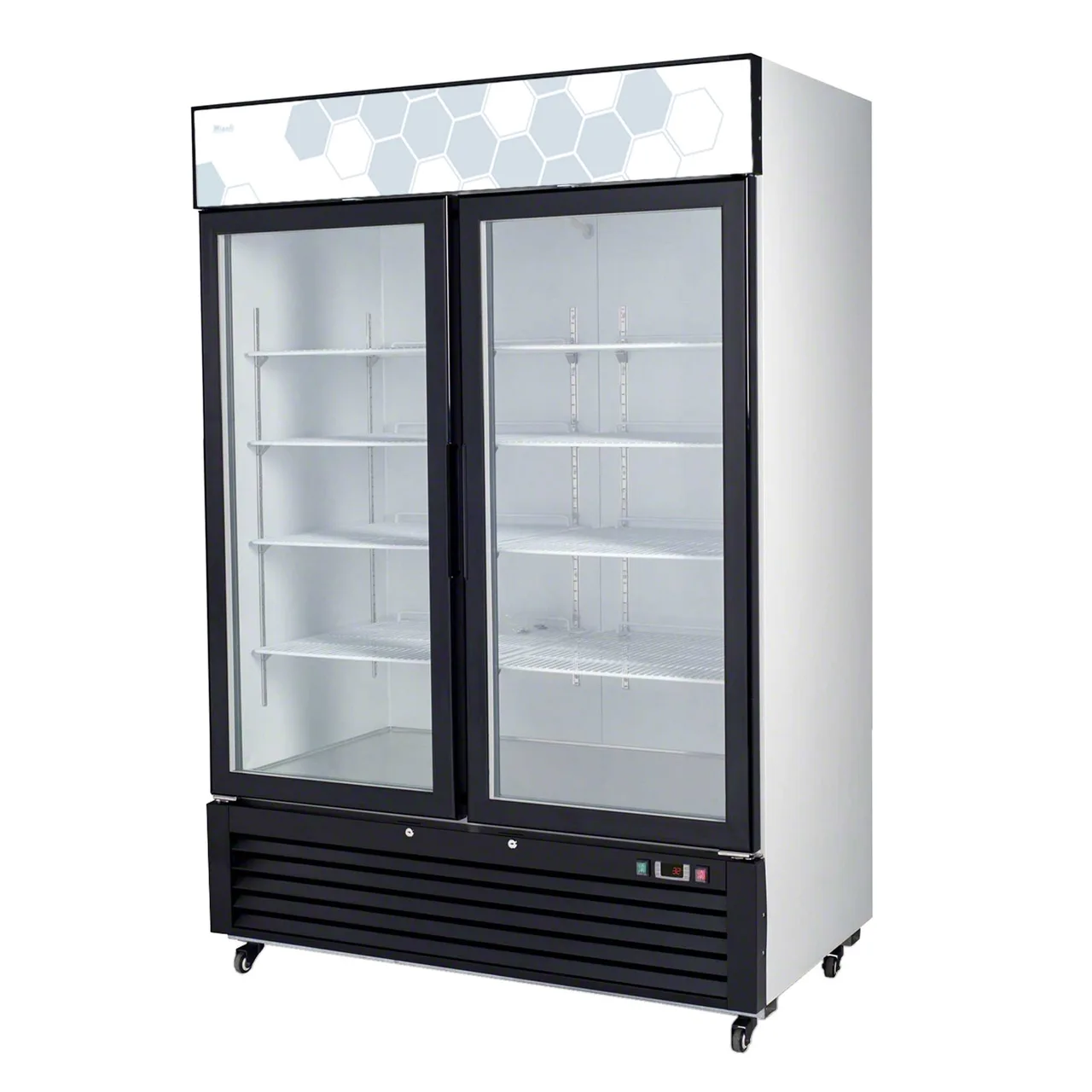 Migali C-49RM-HC 54" 2-Section Merchandiser Refrigerator in White, w/ Swing Glass Door, 49 cu. ft.