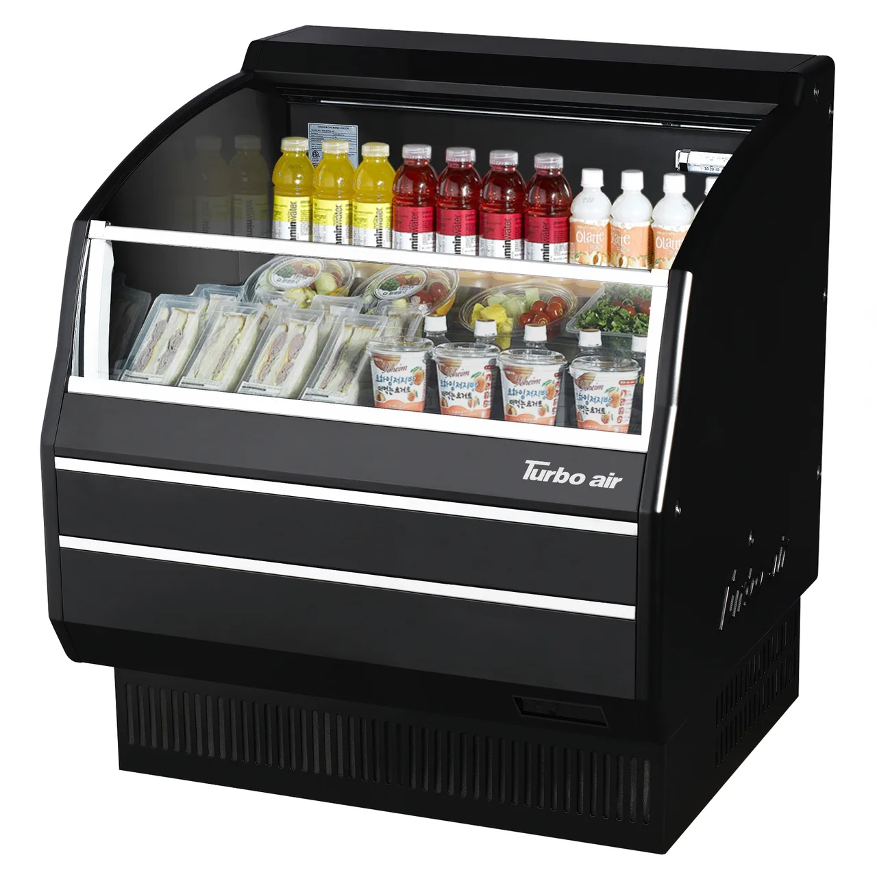 Turbo Air TOM-40SB-SP(-A)-N 39" Horizontal Open Air Merchandiser in Black, Self-Contained, 3 Shelves