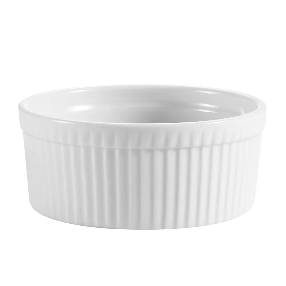 CAC China RKF-8 - 8 Oz White Porcelain Ramekin, 4" Dia x 1.5" H, Oven Microwave Safe - 1 Dozen