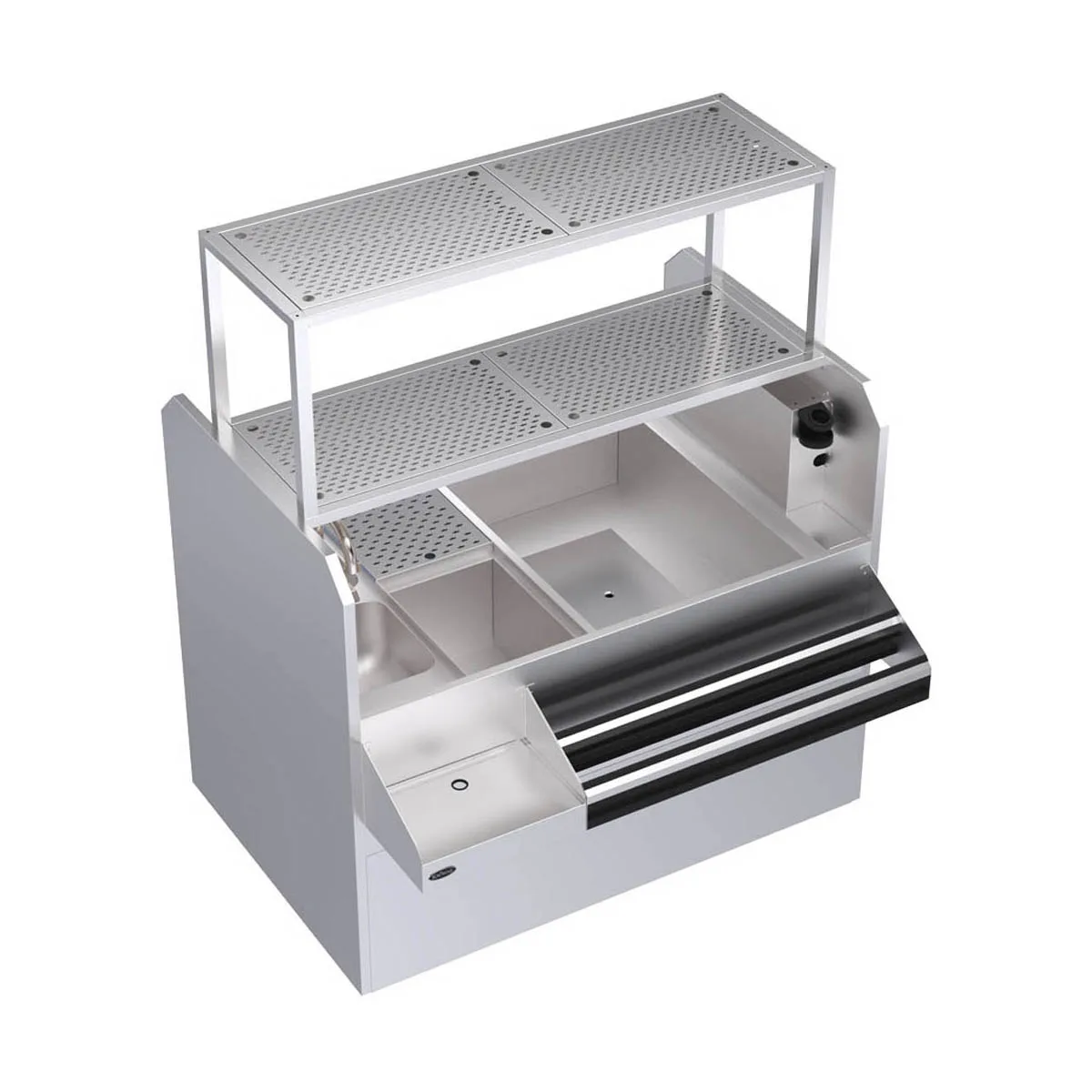 Krowne KRPT-54BRP-10 54" Pass-Thru Combo Underbar Ice Bin/Cocktail Station w/ 10 Circuit - Right