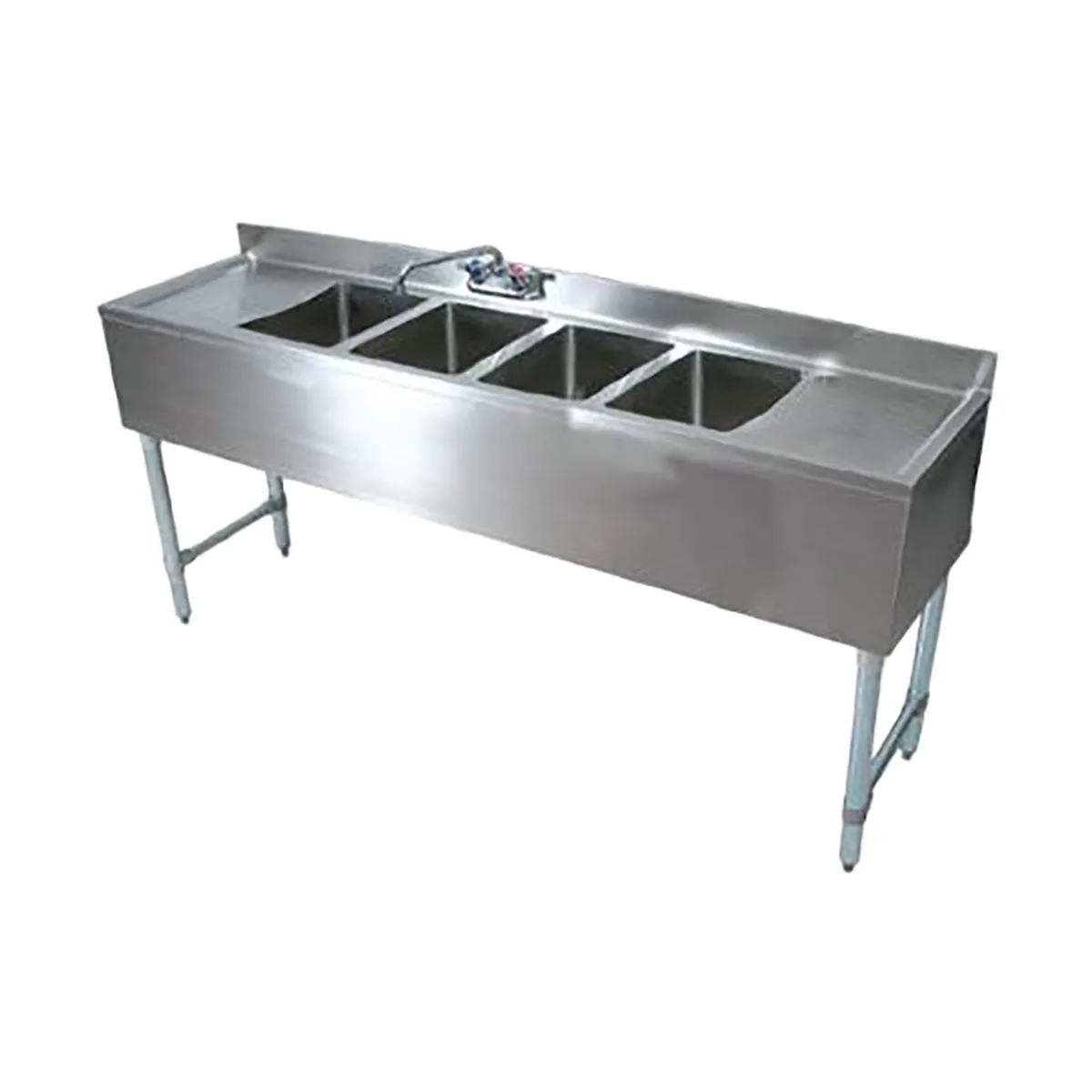 John Boos UBS4-2172-2D12 72" Underbar Sink Units, 4 Compartment with 2 Drainboards