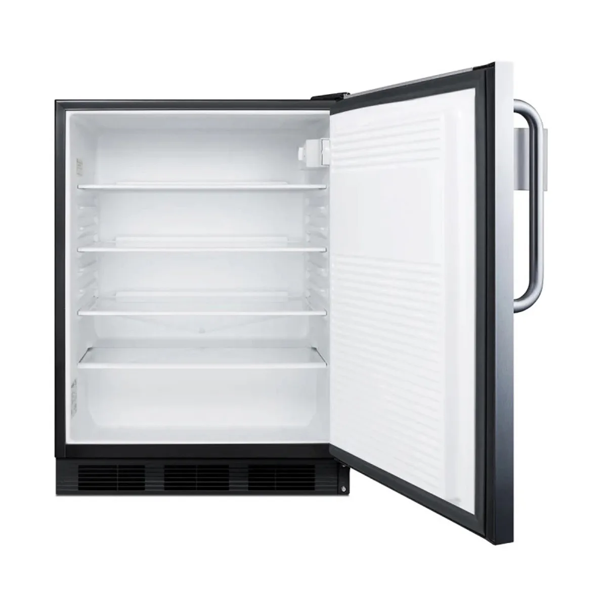 Summit FF7BKSSTBSR 24" Buit-in Undercounter Refrigerator in Black, Stainless Steel Door, 5.5 cu. ft.