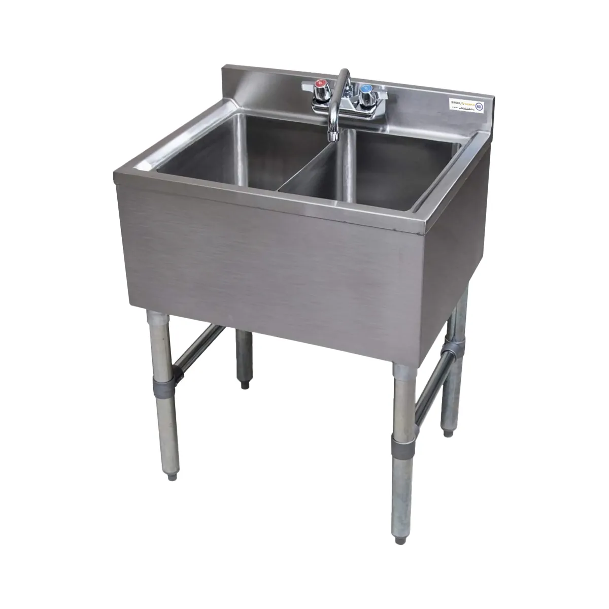 Steel Works SWBAR2B26 Underbar Hand Sink Unit with Splash Mount Faucet - No Drainboard