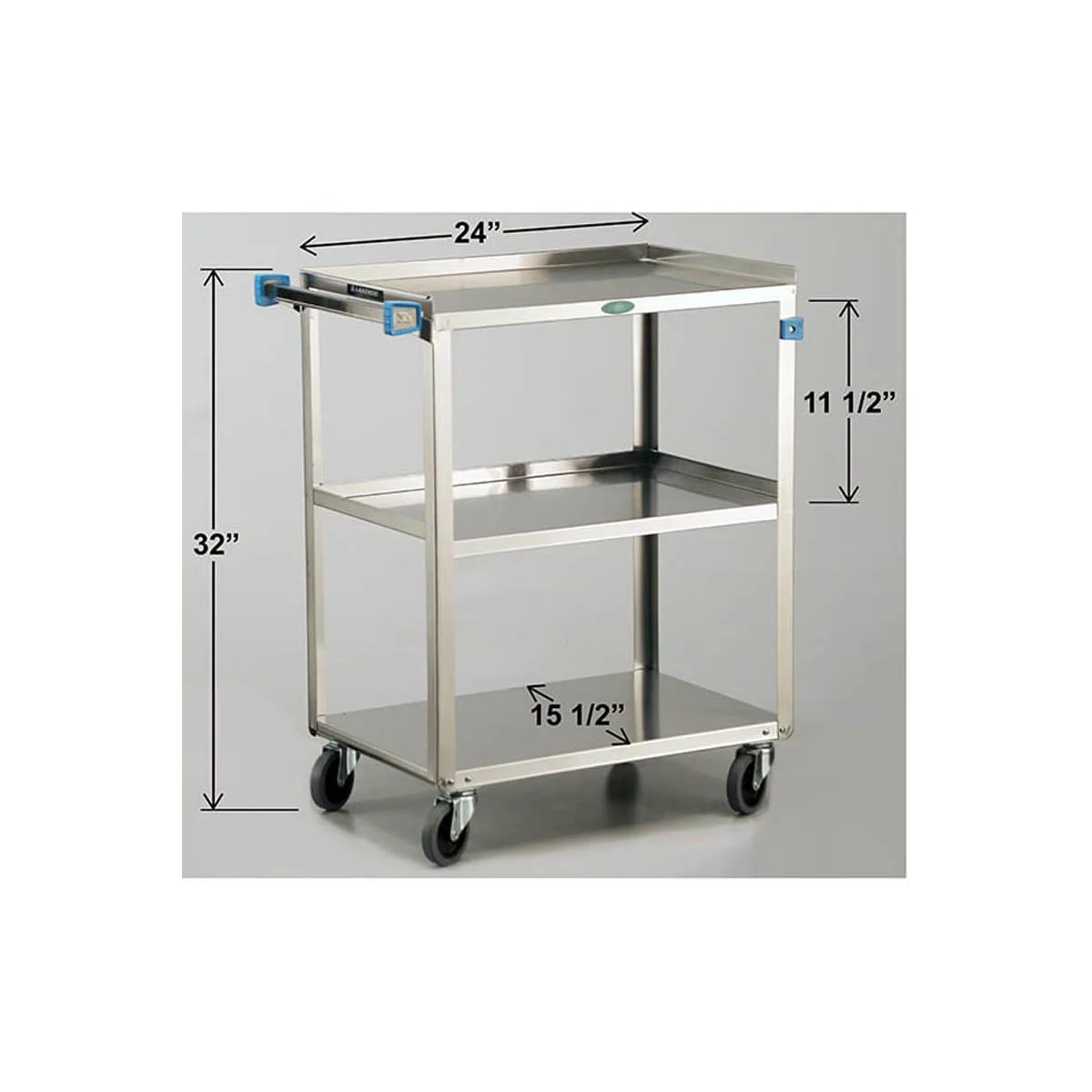 Lakeside 411 Stainless Steel 3 Shelf Utility Cart w/ 500 lbs Capacity