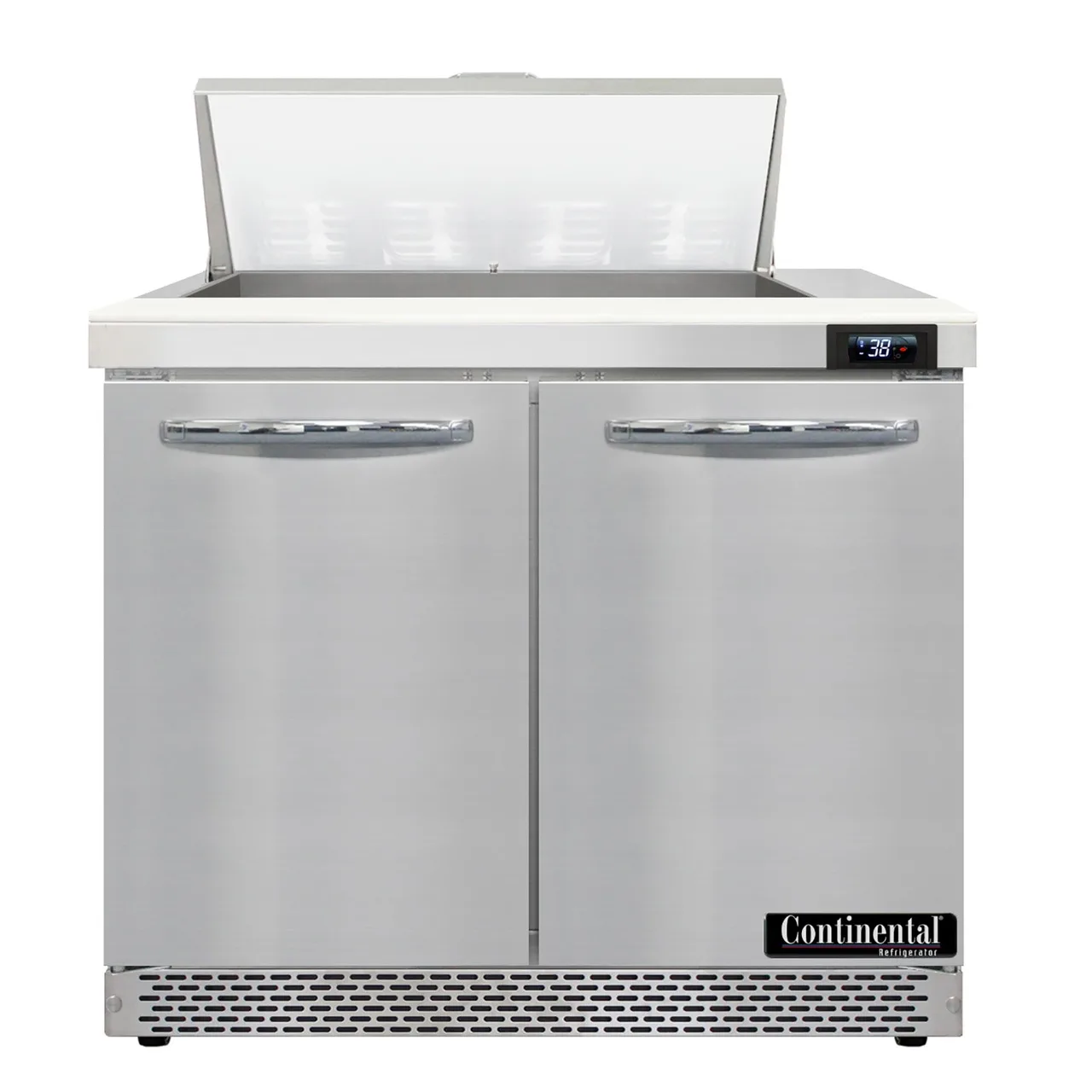 Continental Refrigerator D36N8-FB 36" Two Section Sandwich / Salad Prep Table w/ 2 Door, 8 Pans
