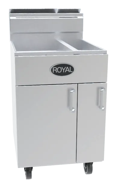 Royal Range of California RFT-5025 Full Pot Floor Model Gas Fryer w/ 50/25-lb Capacity, 5 Burners