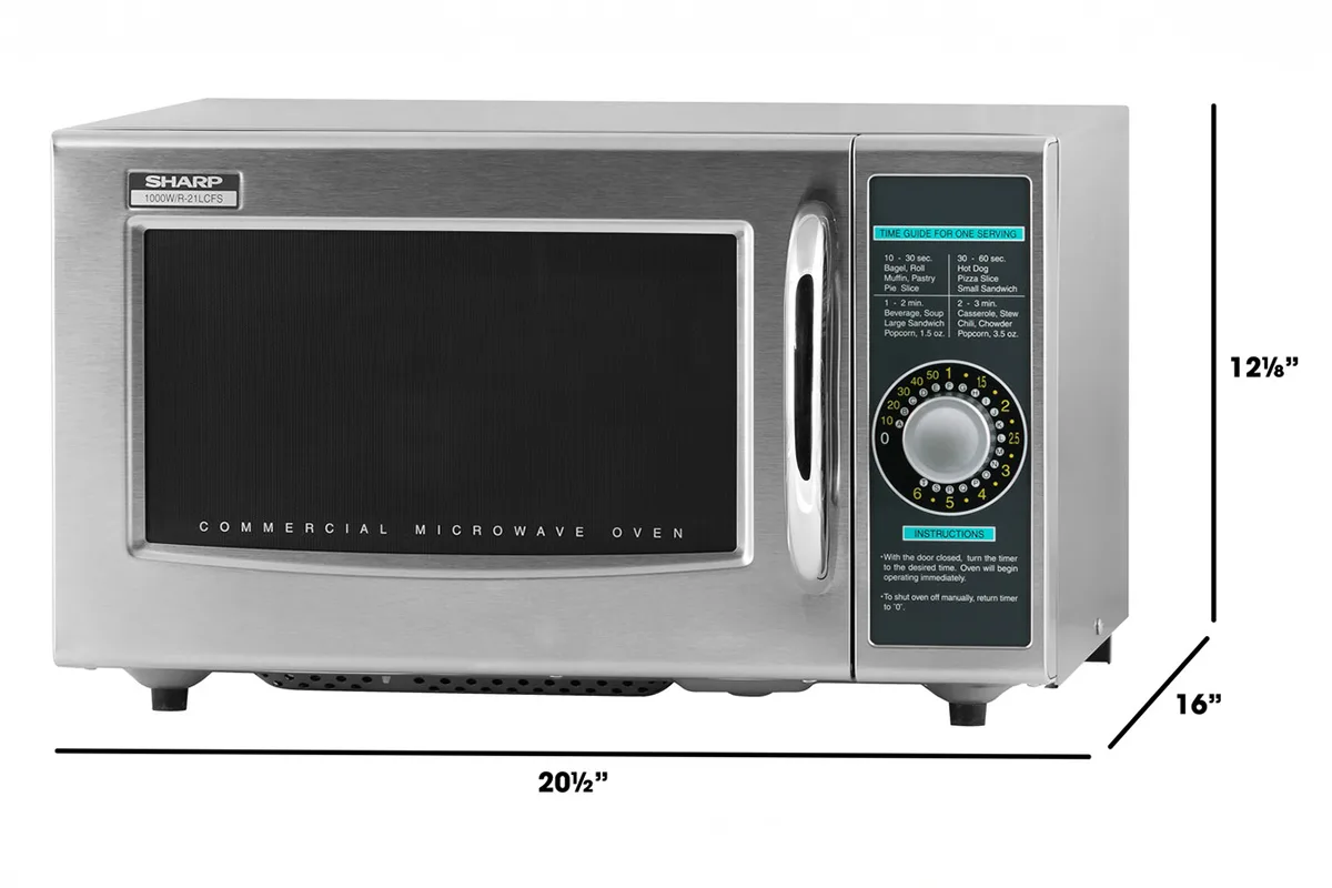 Sharp R-21LCFS 1000W Medium Duty Commercial Microwave Oven, Dial Control, 120V