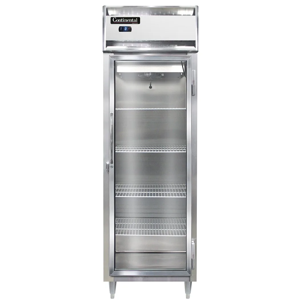 Continental Refrigerator D1FSNGD 26" 1-Section Reach-In Freezer w/ Glass Door, Top Mounted, 16 cu. ft., Stainless Steel Front, Aluminum Interior & Exterior