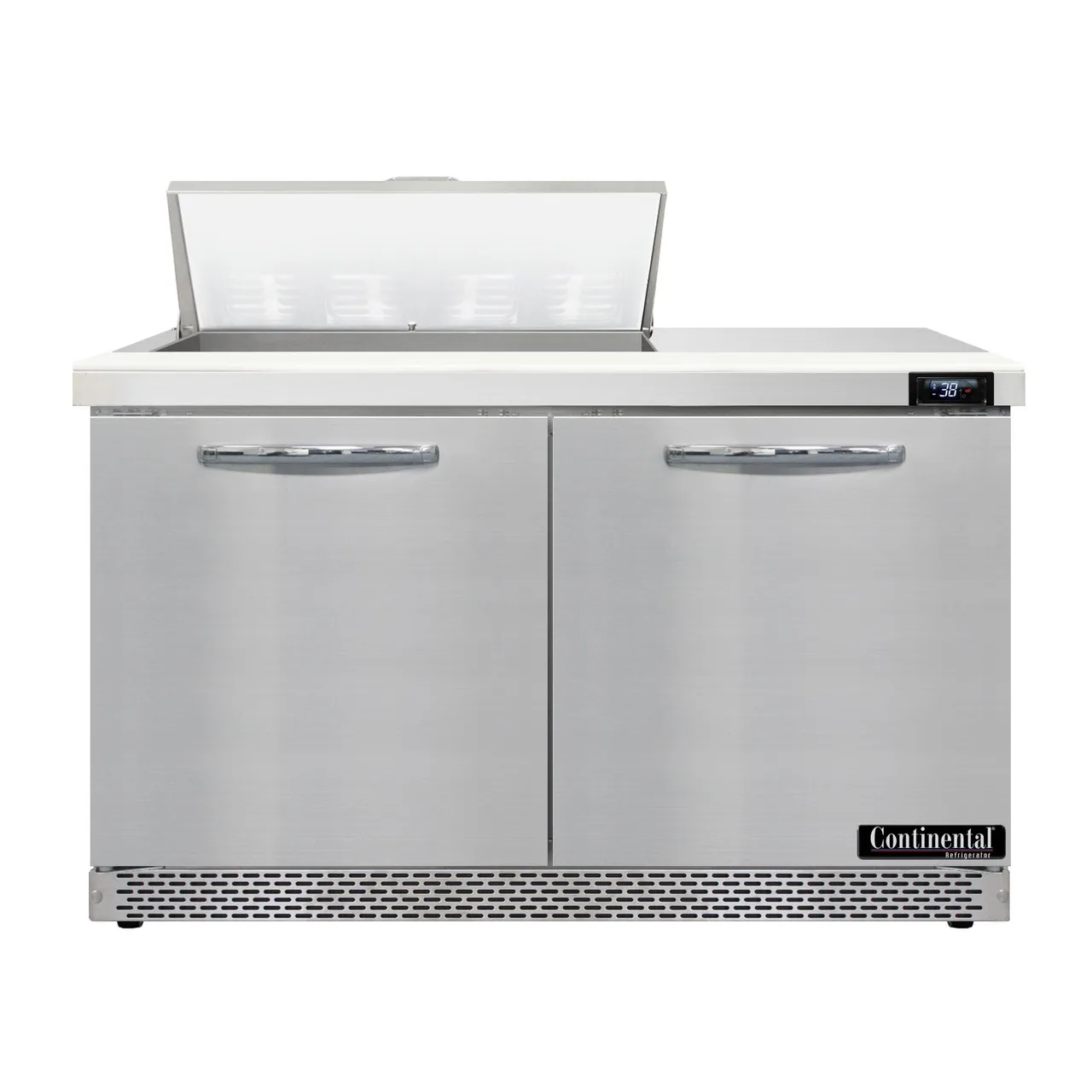 Continental Refrigerator SW48N8-FB 48" 2-Door Sandwich and Salad Prep Table, 8 Pans, Stainless Steel Exterior