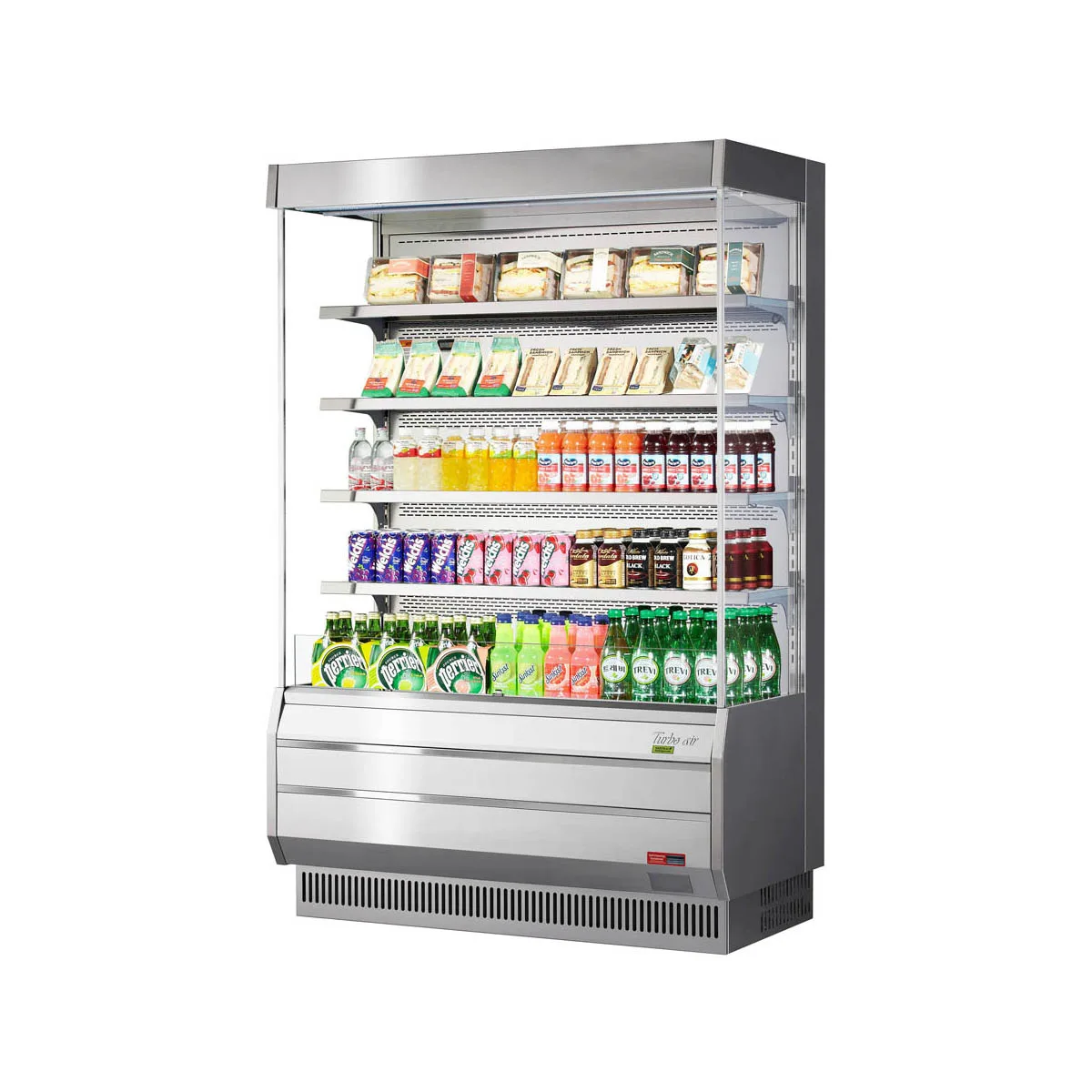 Turbo Air TOM-50S-N 50" Vertical Open Air Merchandiser, Stainless Steel, Self-Contained, 4 Shelves
