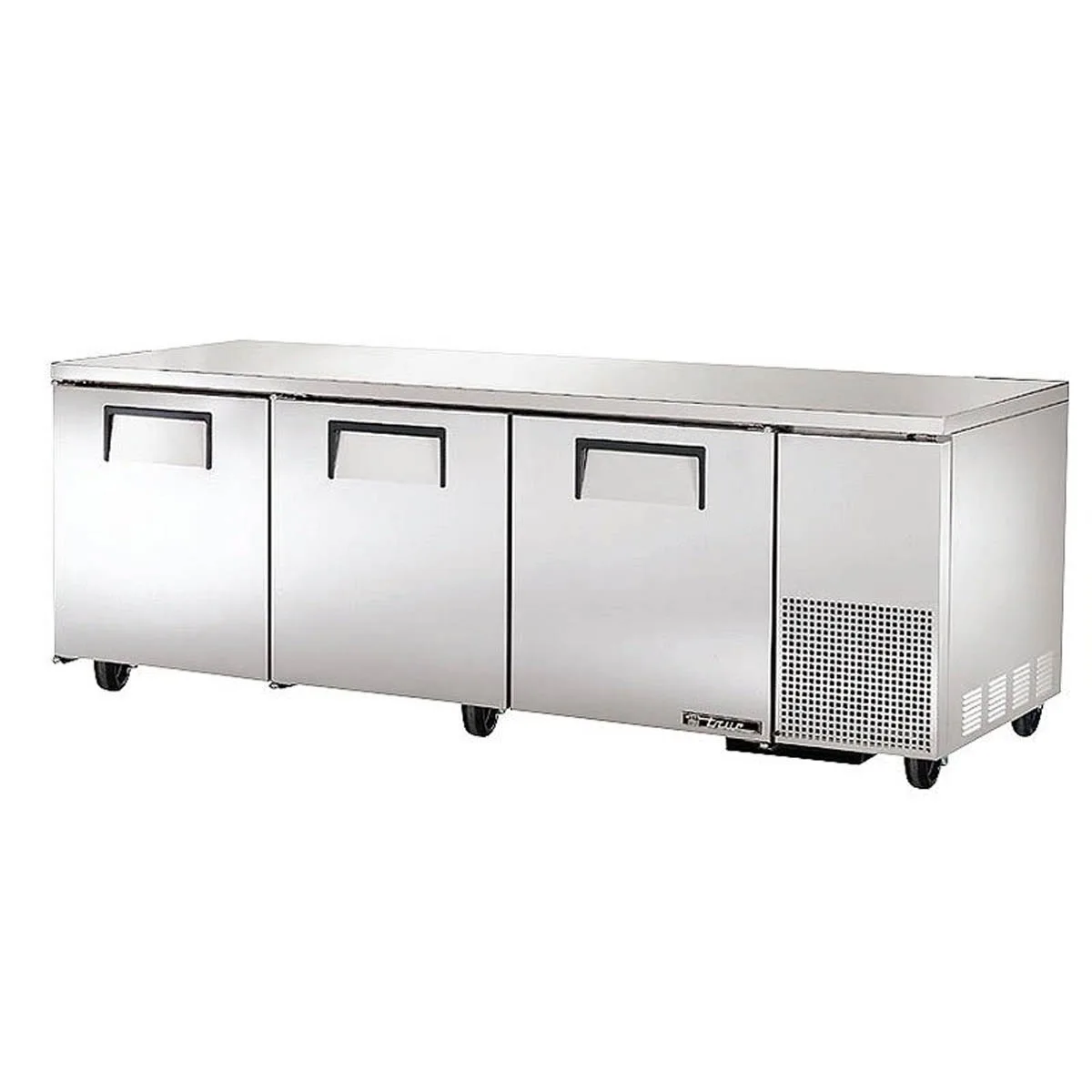True TUC-93-HC 93" 3-Section Undercounter Refrigerator w/ 3 Solid Doors