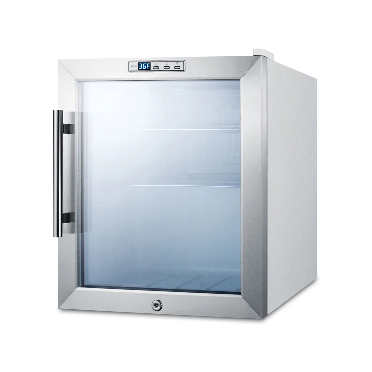 Summit SCR215L 17" Countertop Beverage Glass Door Refrigerator in White, 1.7 cu. ft.