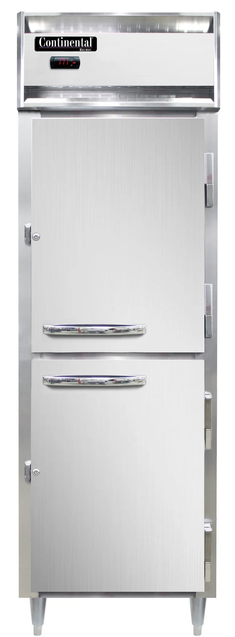 Continental DL1W-SS-PT-HD-SD-GD 1-Section Heated Holding Cabinet, 21 cu ft, Stainless Steel, Half-Height Glass & Steel Doors