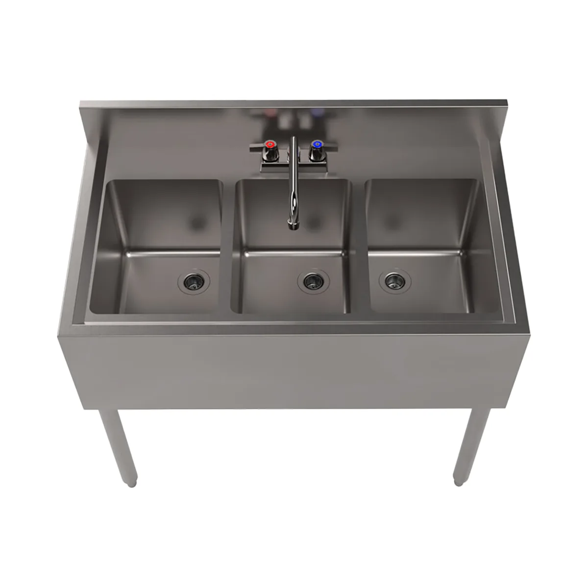 BK Resources UB4-21-336S 36" Underbar Sink Units, 3 Compartment without Drainboard