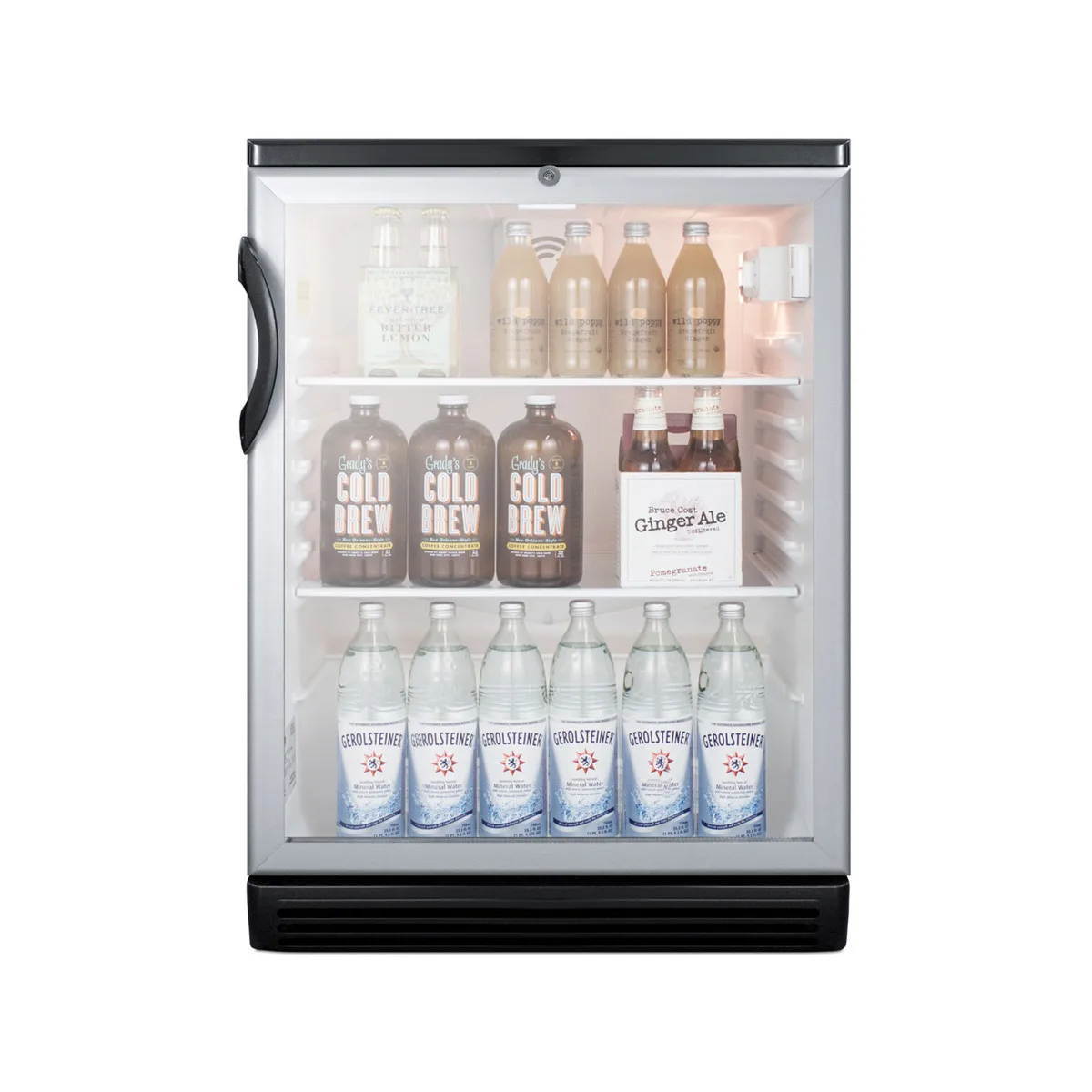 Summit SCR600BGLBI 24" Built-in Undercounter Glass Door Refrigerator in Black, 5.5 cu. ft.