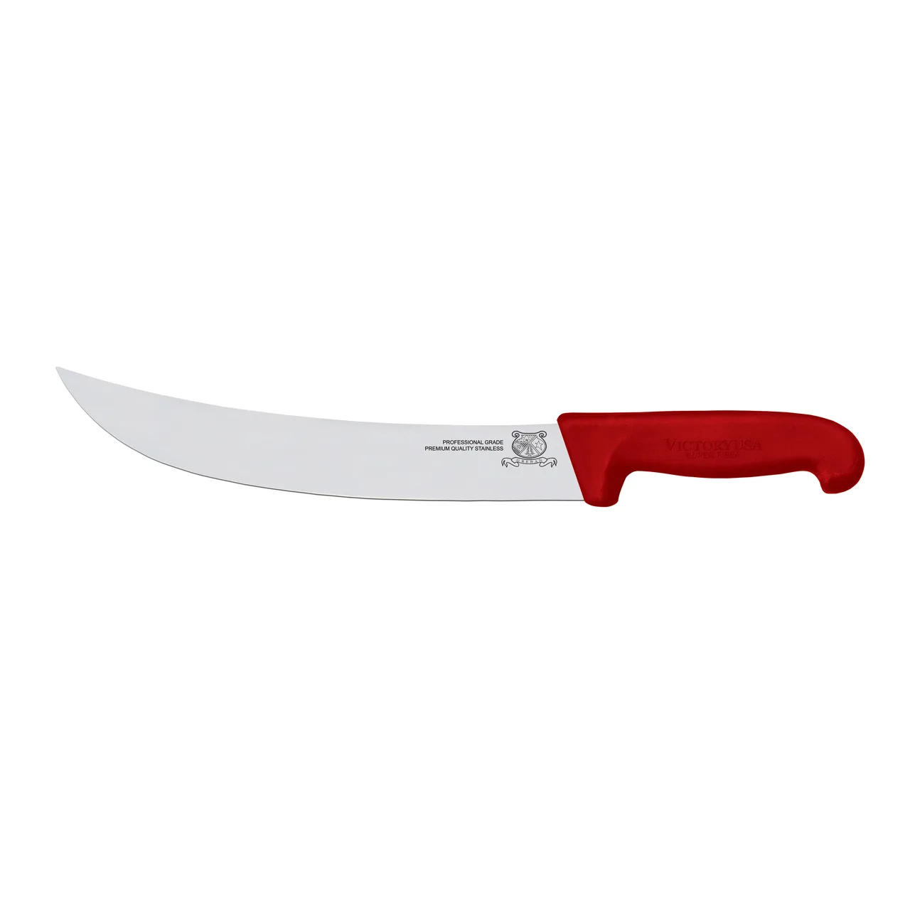 Omcan USA 23884 Steak Knife – 10" Curved Steel Blade, Red Super Fiber Plastic Handle, 10" Overall