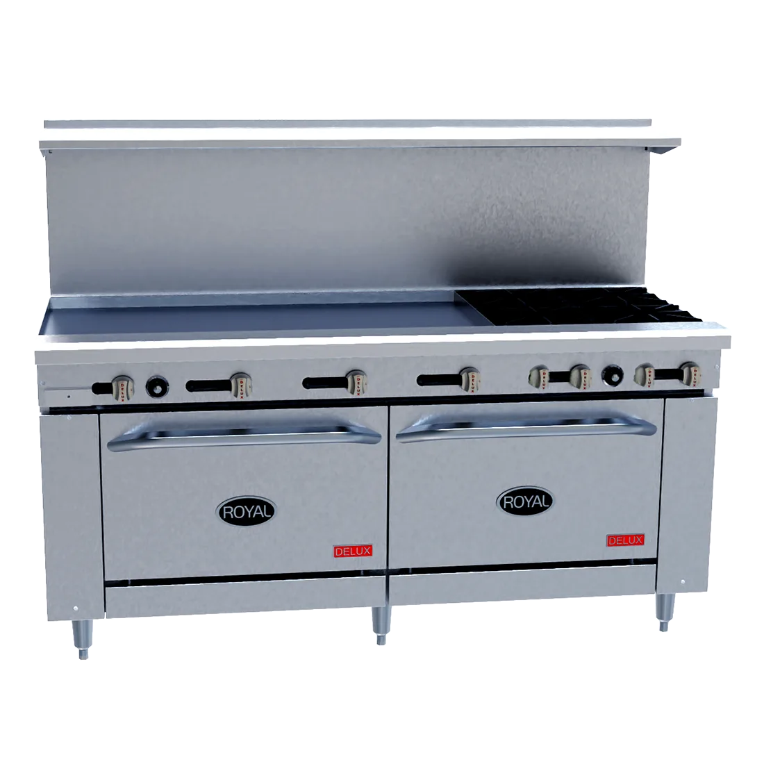 Royal Range of California RDR-G72-CC 72" Gas Restaurant Range w/ 72" Full Griddle, (2) Convection Ovens, 180.000 BTU