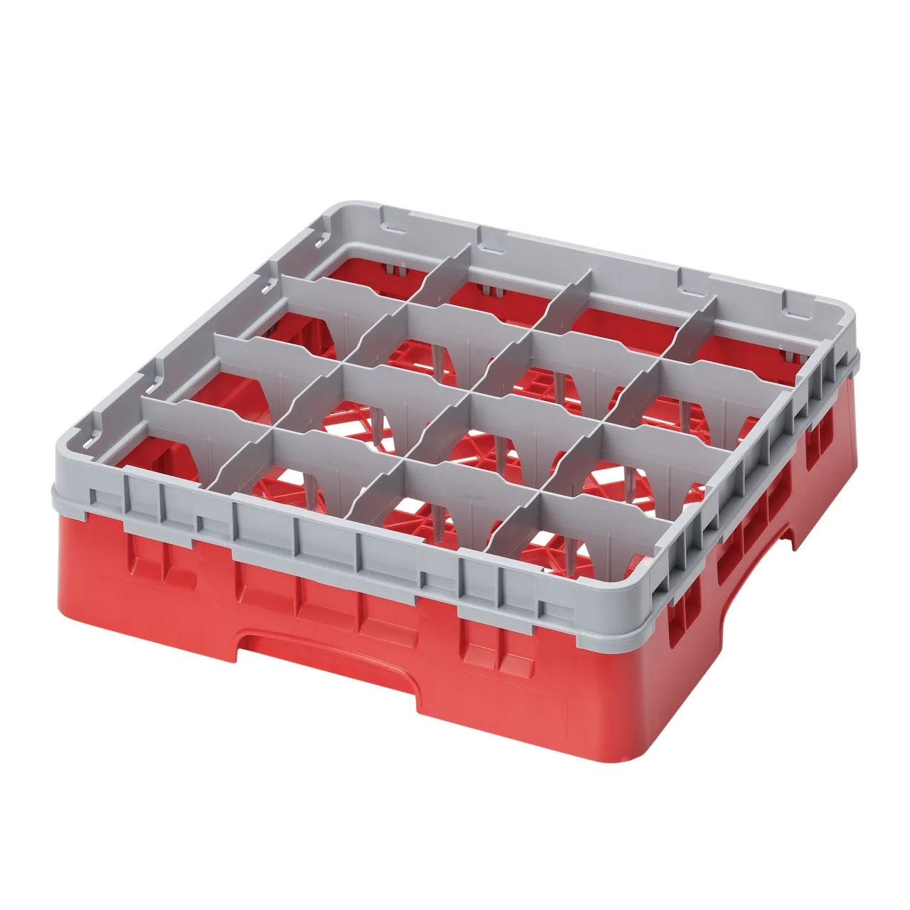Cambro 16S418163 Camrack Glass Rack, Red, Full Size, 19-3/4" x 19-3/4", 16 Compartments, 4-3/8" Max Dia, HACCP