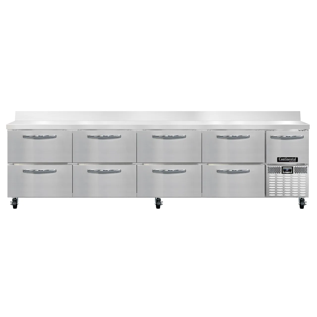 Continental Refrigerator RA118NBS-D 118" Worktop Refrigerator w/ 8 Drawers & 1 Half Door