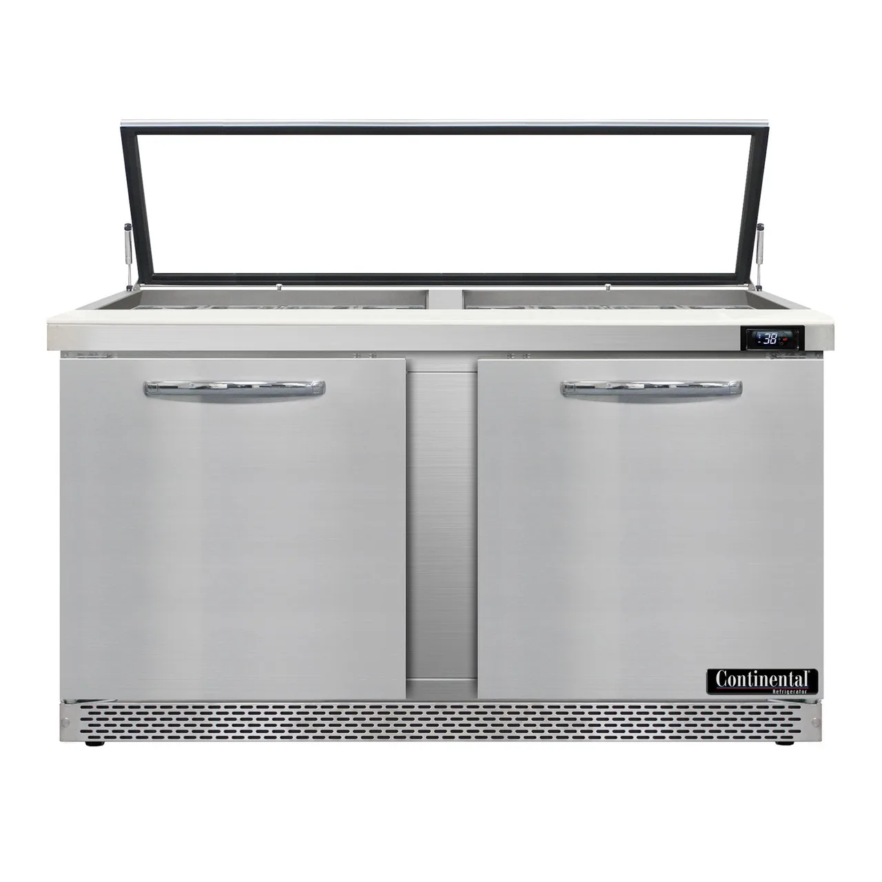 Continental Refrigerator SW60N24M-HGL-FB 60" Mega Top Sandwich Prep Table w/ 2 Doors, 24 pans