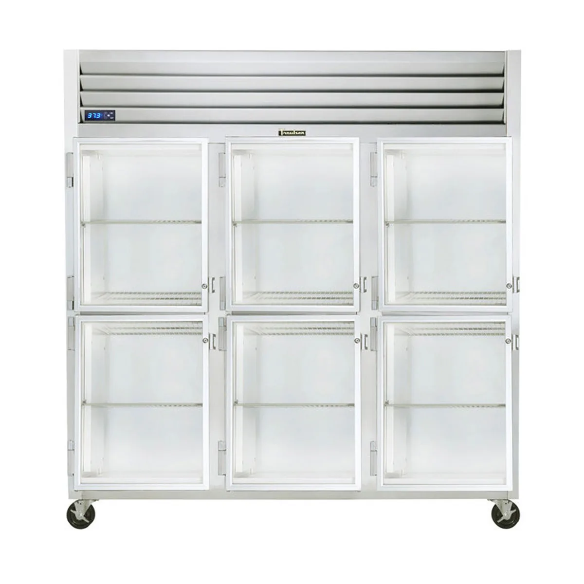 Traulsen G3200 76" 3-Section Reach-In Refrigerator w/ 6 Glass Half-Doors, Top Mount, 70 cu. ft.