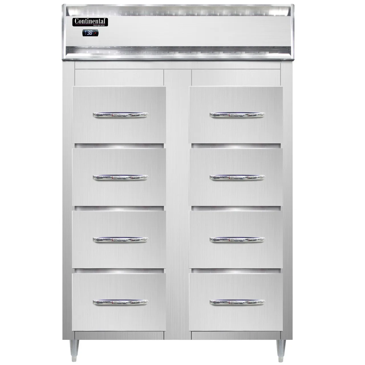 Continental Refrigerator D2RSNSS-F 52" Two Section Vertical Fish/Poultry File Refrigerator w/ 8 Drawers