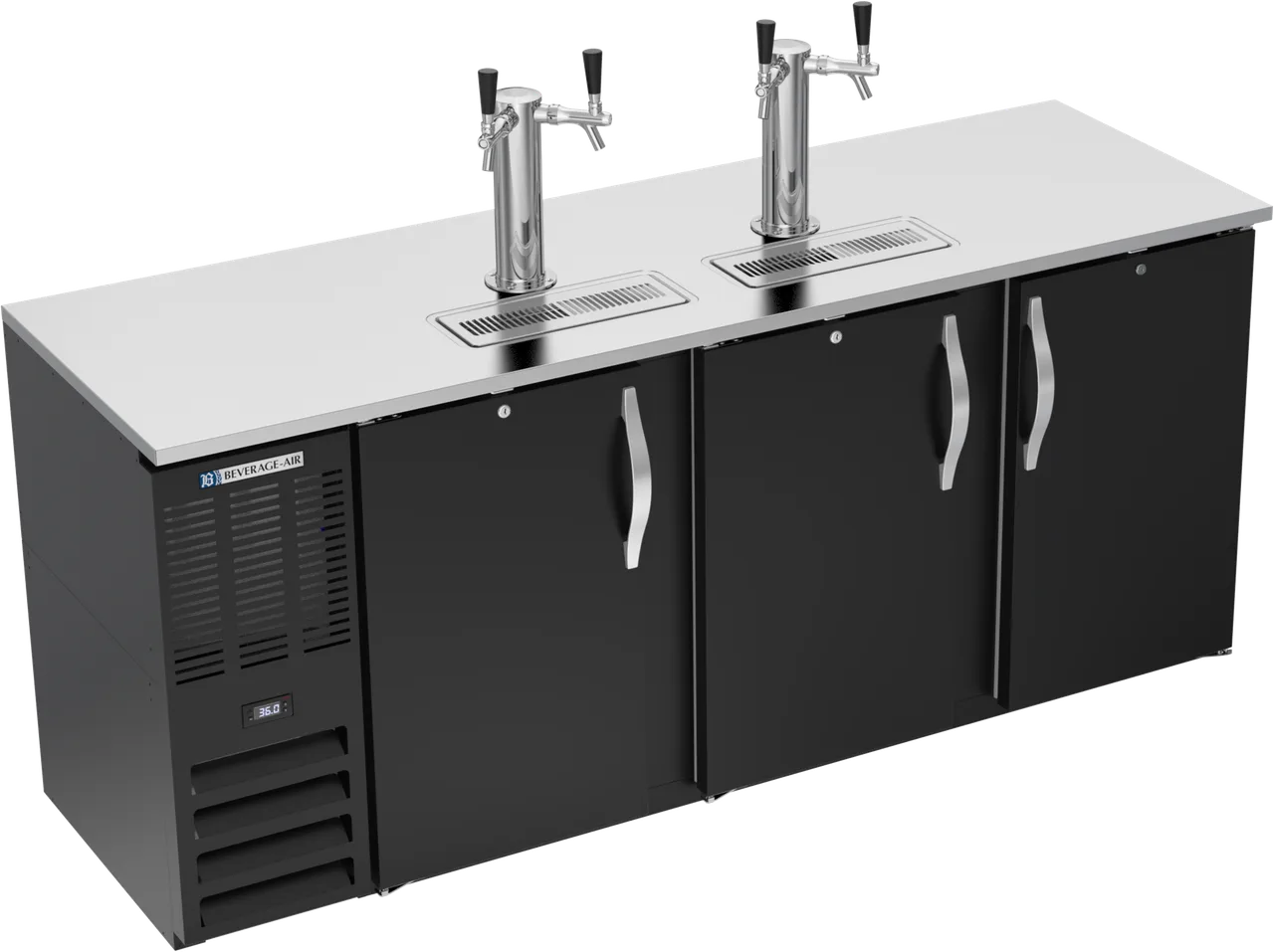 Beverage Air DDN78HC-B Draft Beer Cooler, 78"W x26"D x49"H, Black, 4‑Keg Capacity, R290 Refrigerant