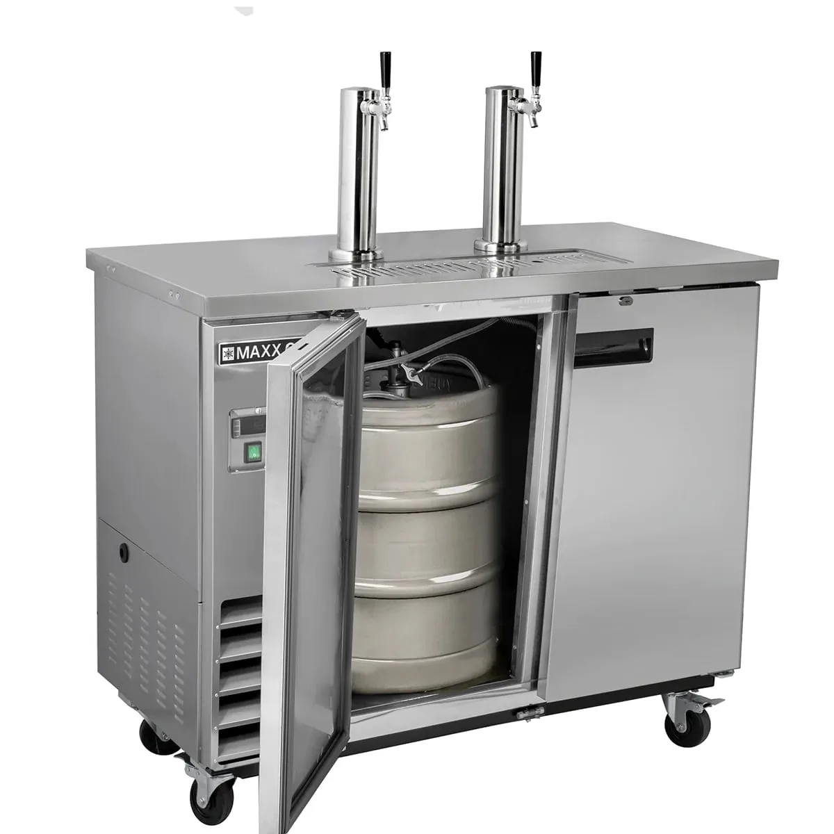 Maxx Cold MXBD48-2SHC 47" Draft Beer Cooler w/ 2 Kegs, 10.5 cu. ft., 2 Single-Tap Towers